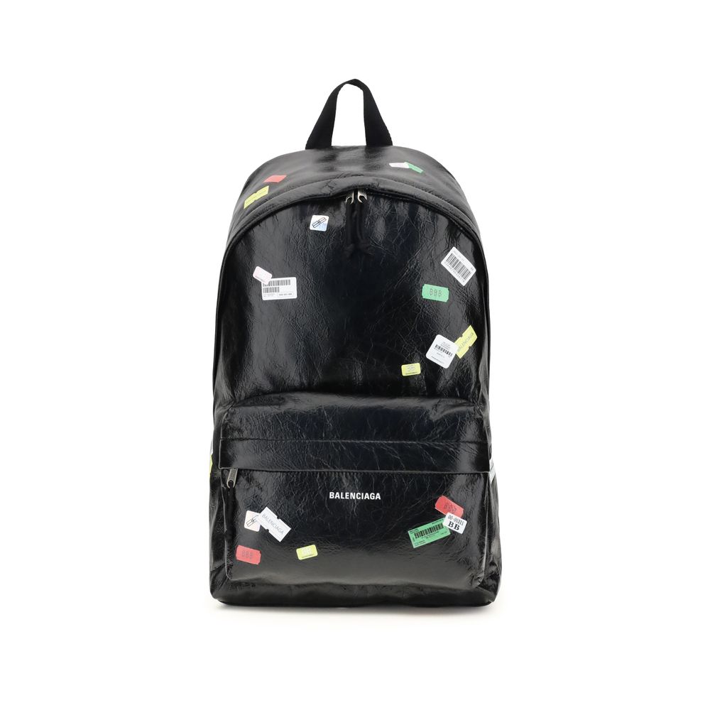 Balenciaga Explorer Backpack with printed stickers