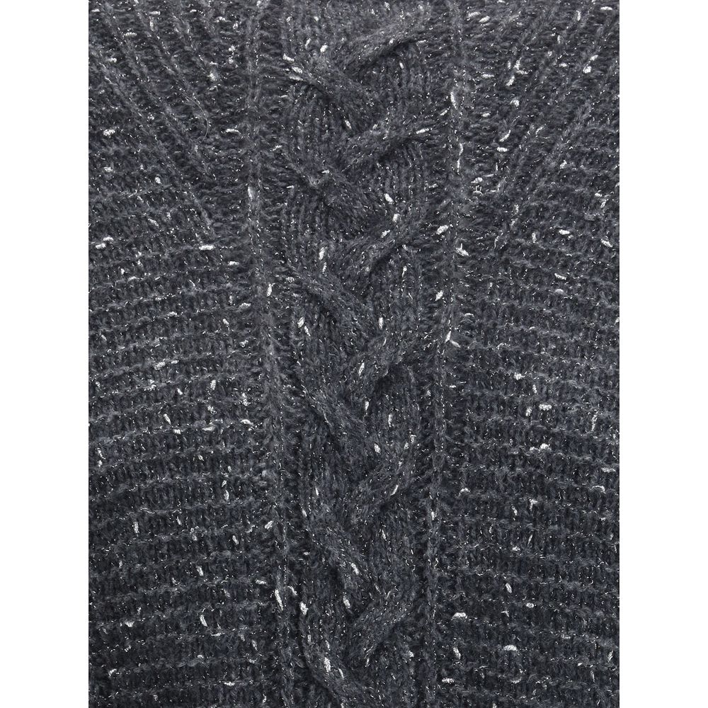 Max Mara cropped boxy Sweater in alpaca-blend yarn interwoven with metallic fibers