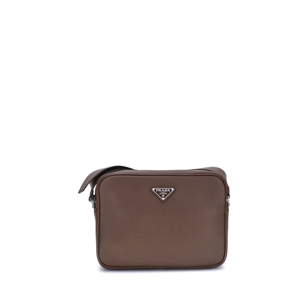 Prada Brown Calf Leather Bos Taurus Shoulder Bag