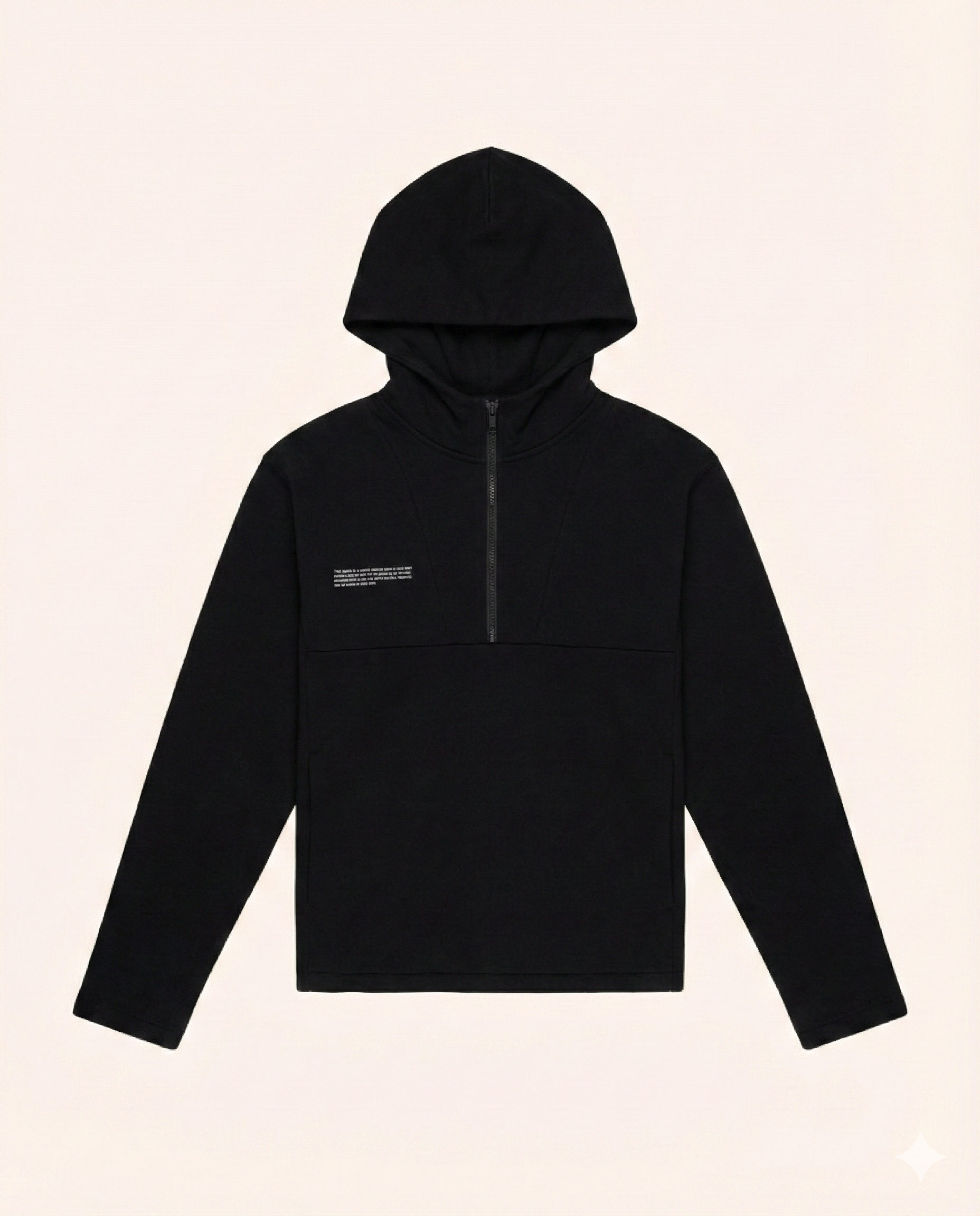 Heavyweight Half Zip Hoodie - Black