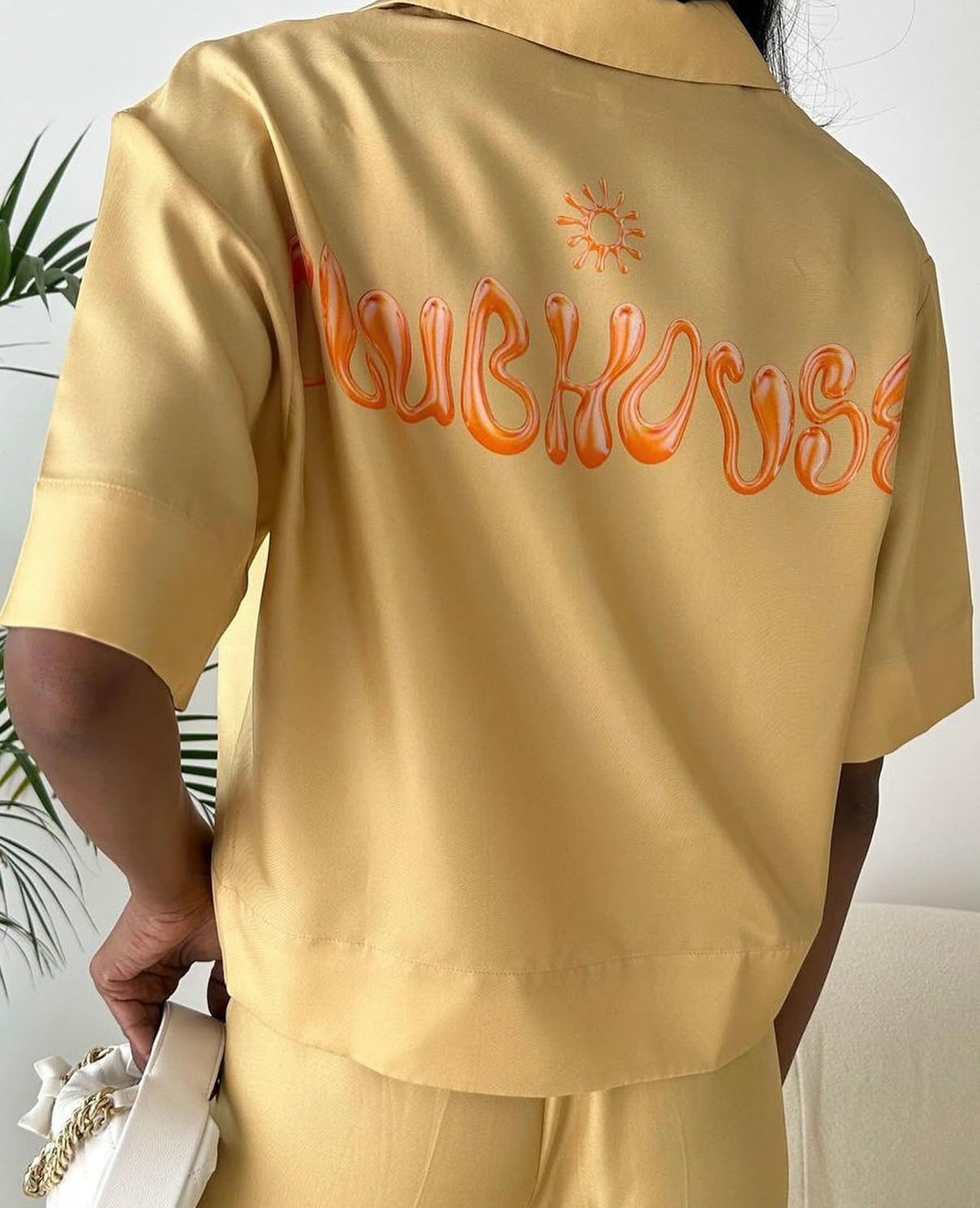 Yellow Silk Short Sleeve Shirt