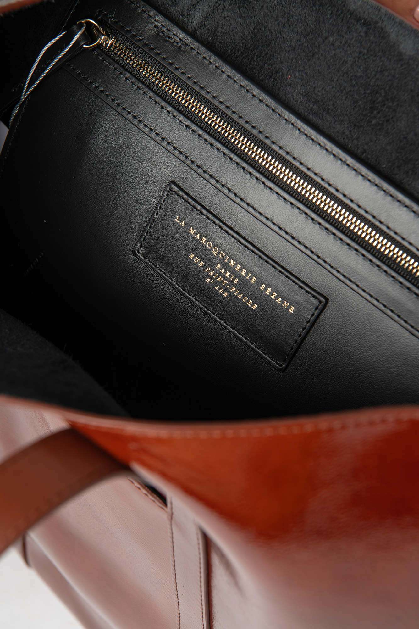 Sézane Tote Patent in Mahogany