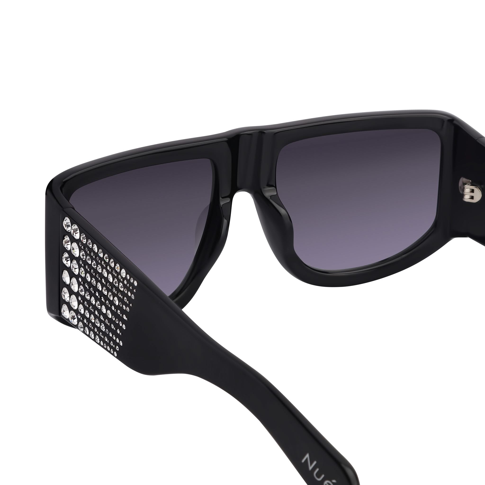 IT GIRL SUNGLASSES IN BLACK WITH CRYSTALS - Black