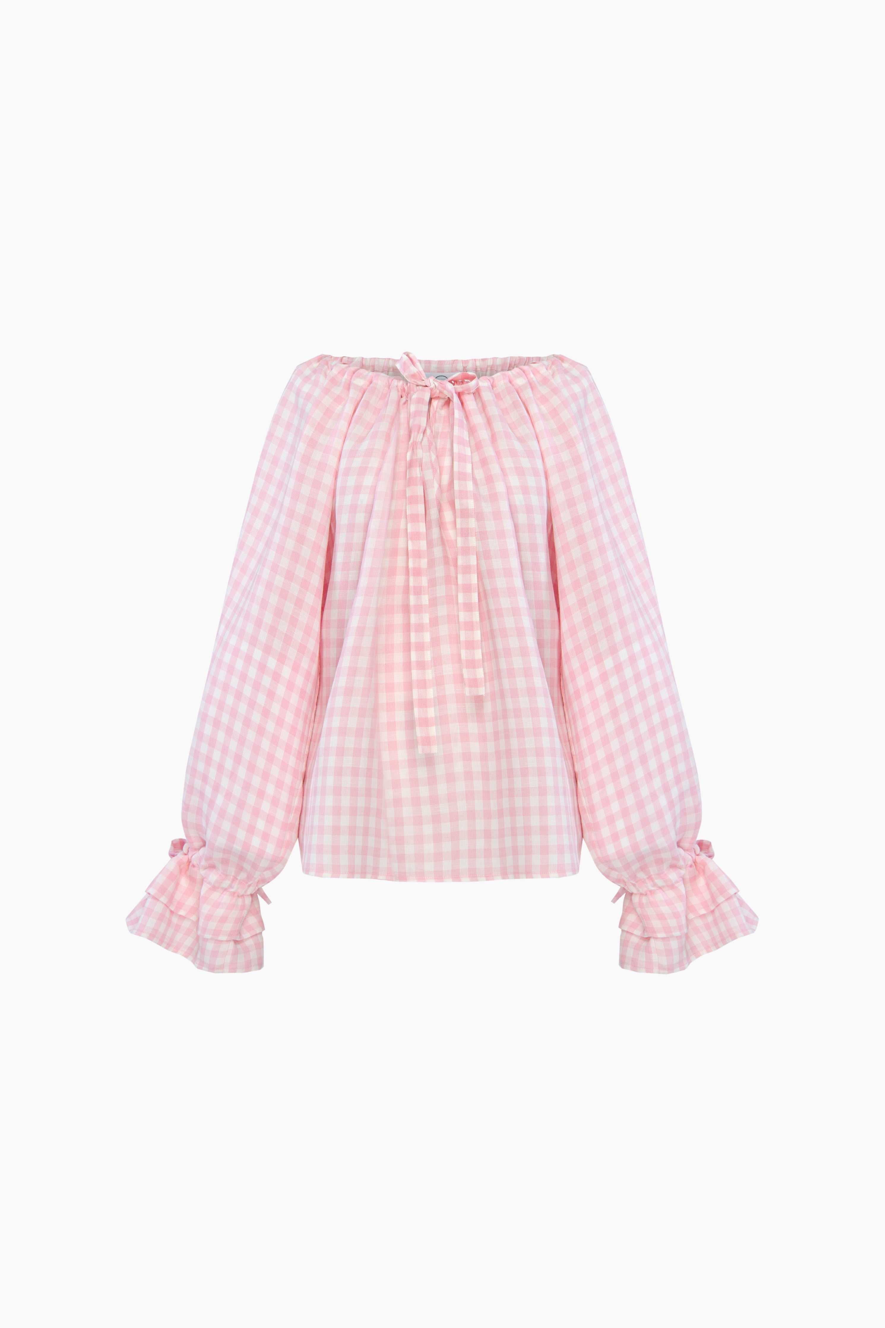 Cha-Cha Lounge Blouse in Pink Vichy