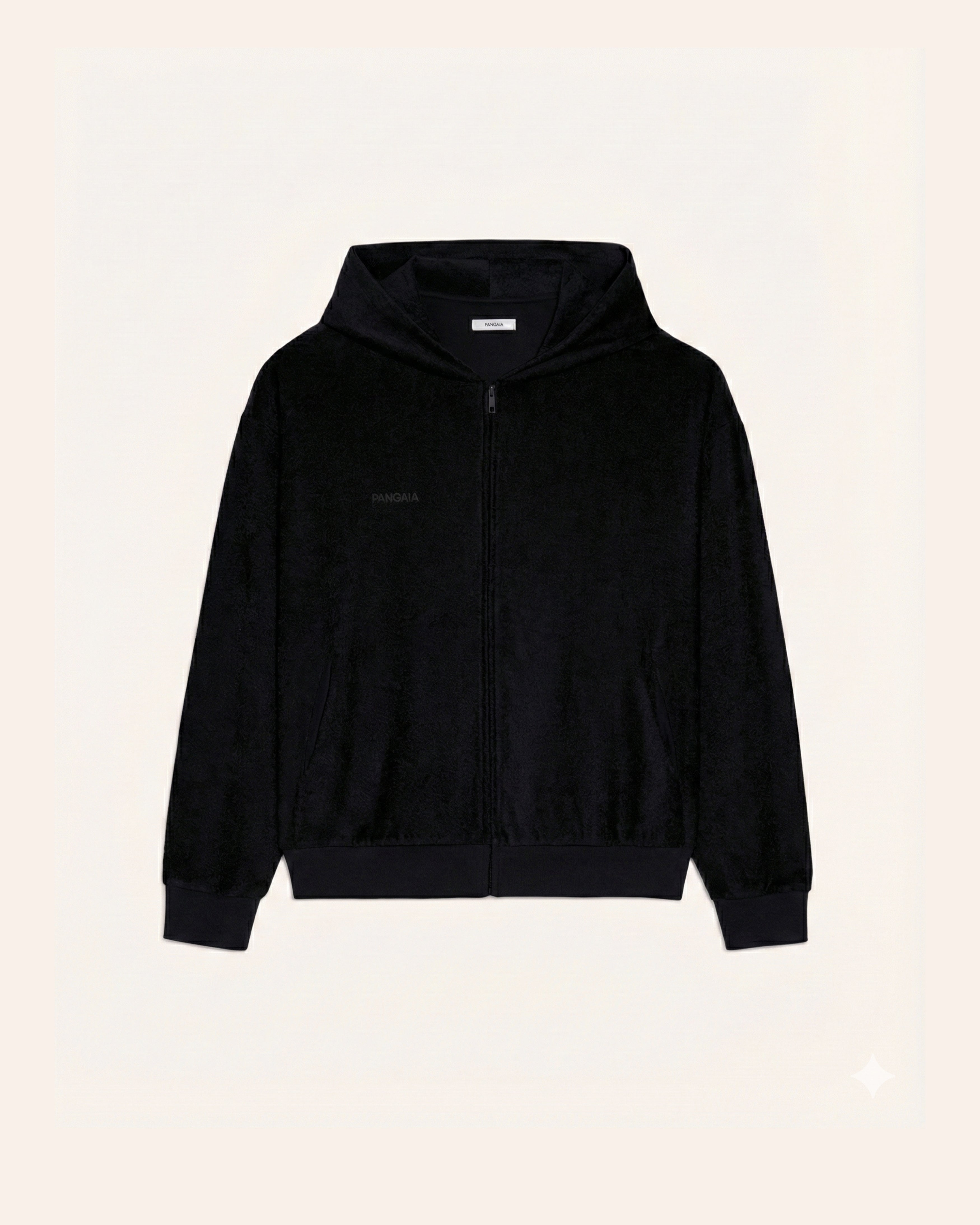 Terry Towelling Zipped Hoodie - Black