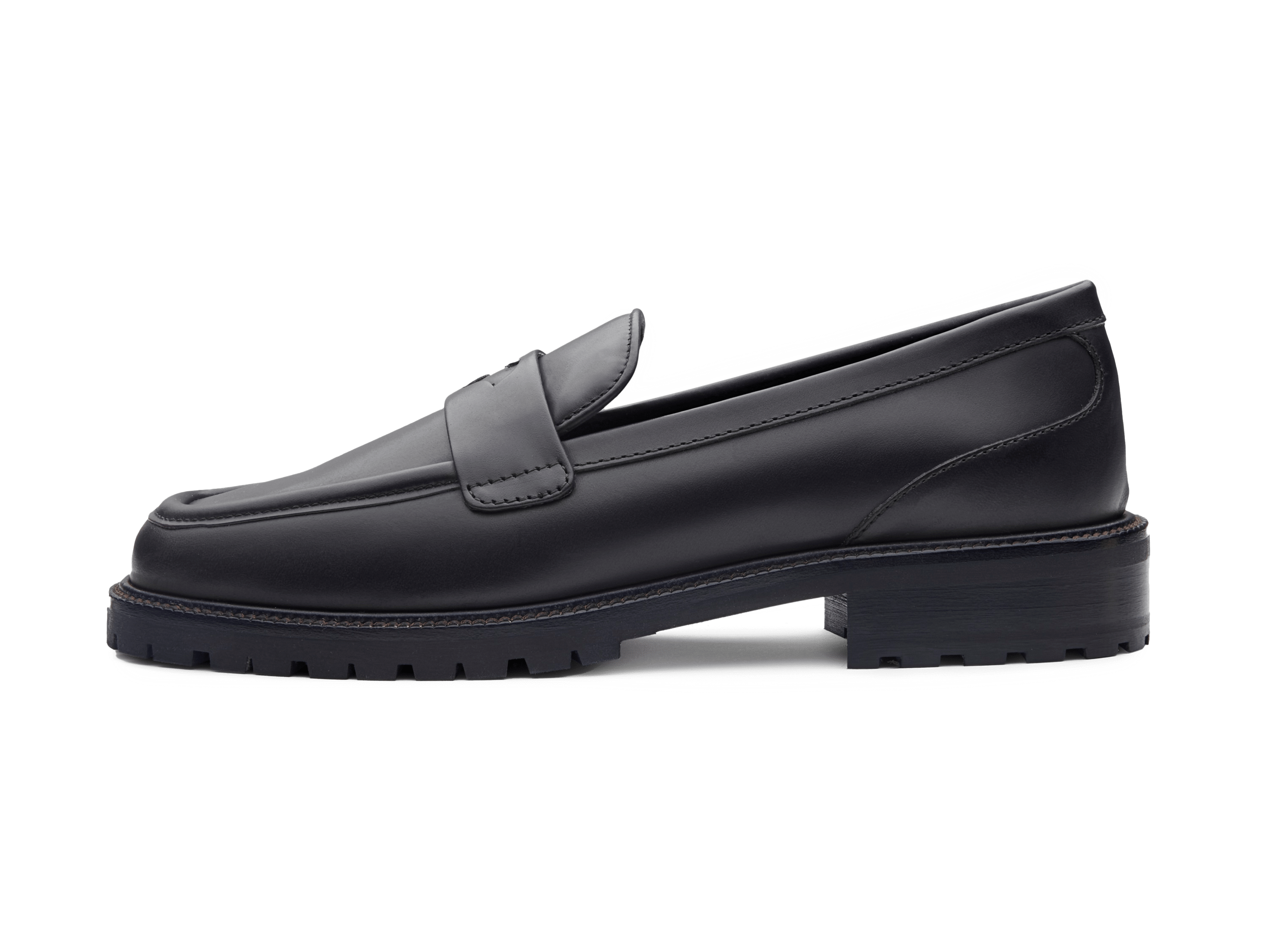 Charlotte Penny Loafers in Black Calf