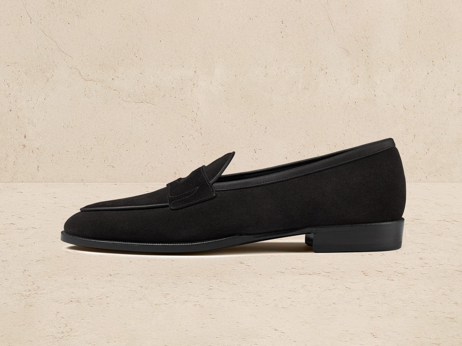 Grand Fenelon Penny Loafers in Black Noble Suede