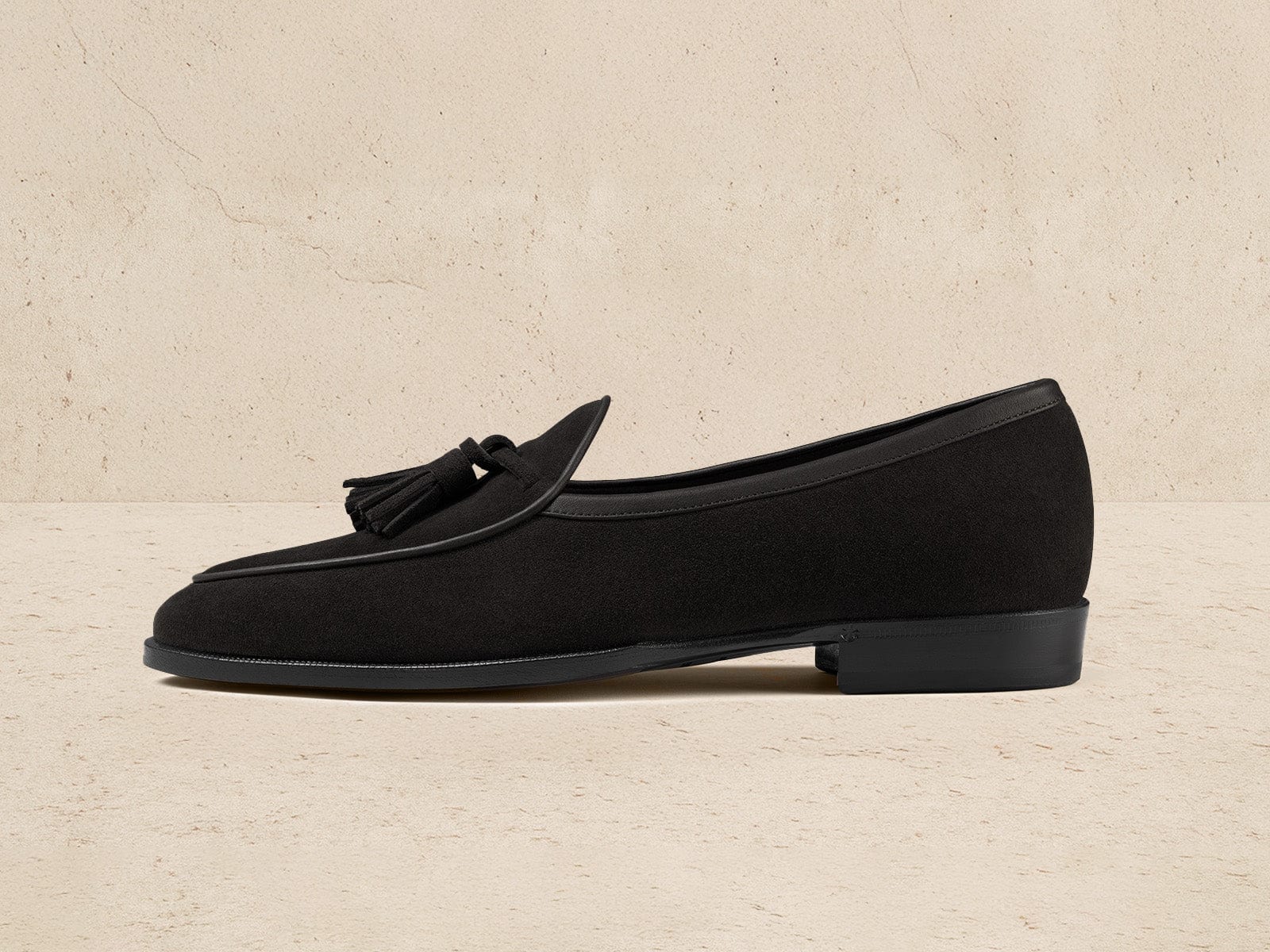Grand Seine Tassel Loafers in Black Noble Suede