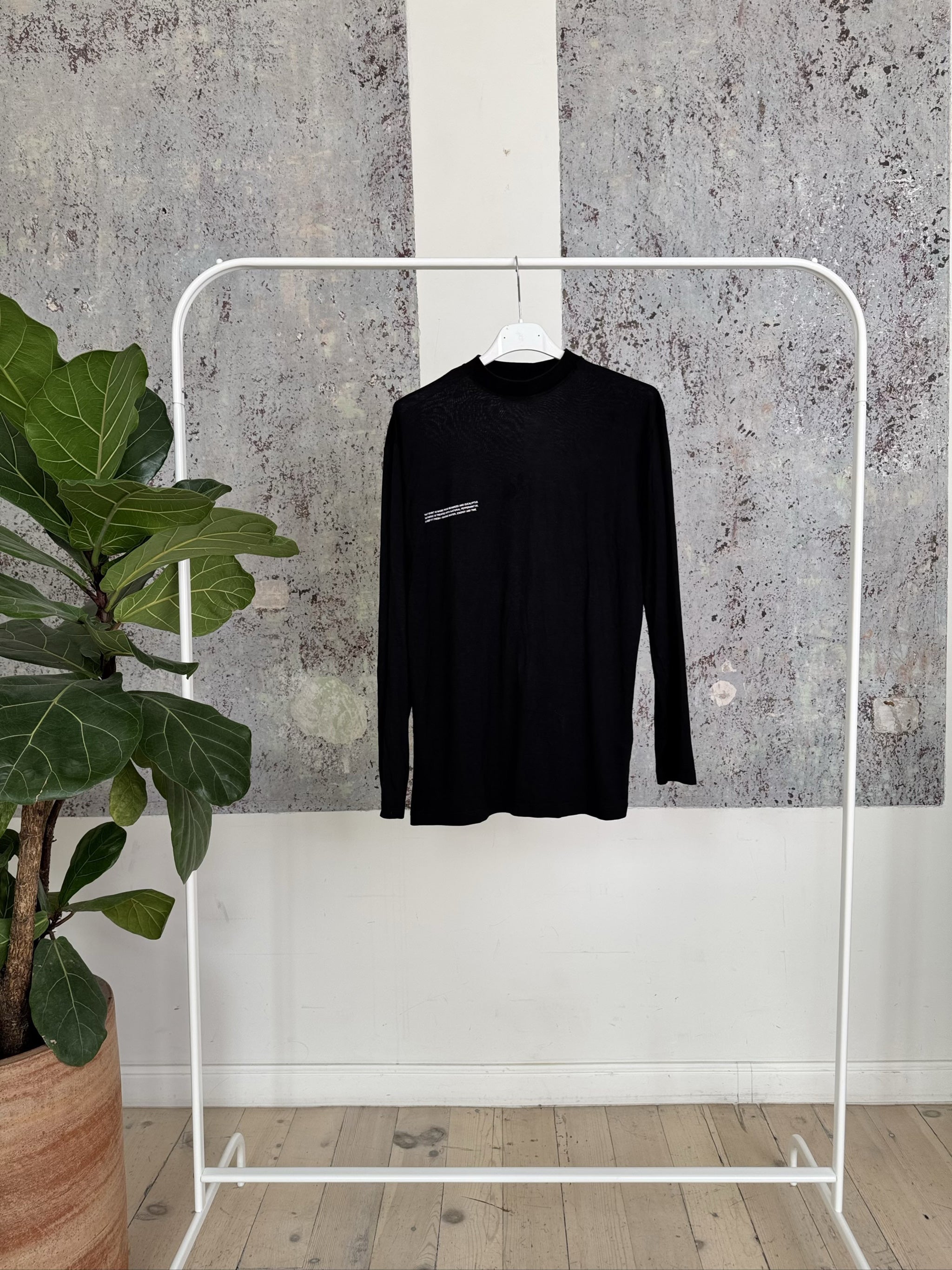 SEAWEED FIBER HIGH NECK LONG SLEEVE T-SHIRT 20JTF13 - BLACK - XS