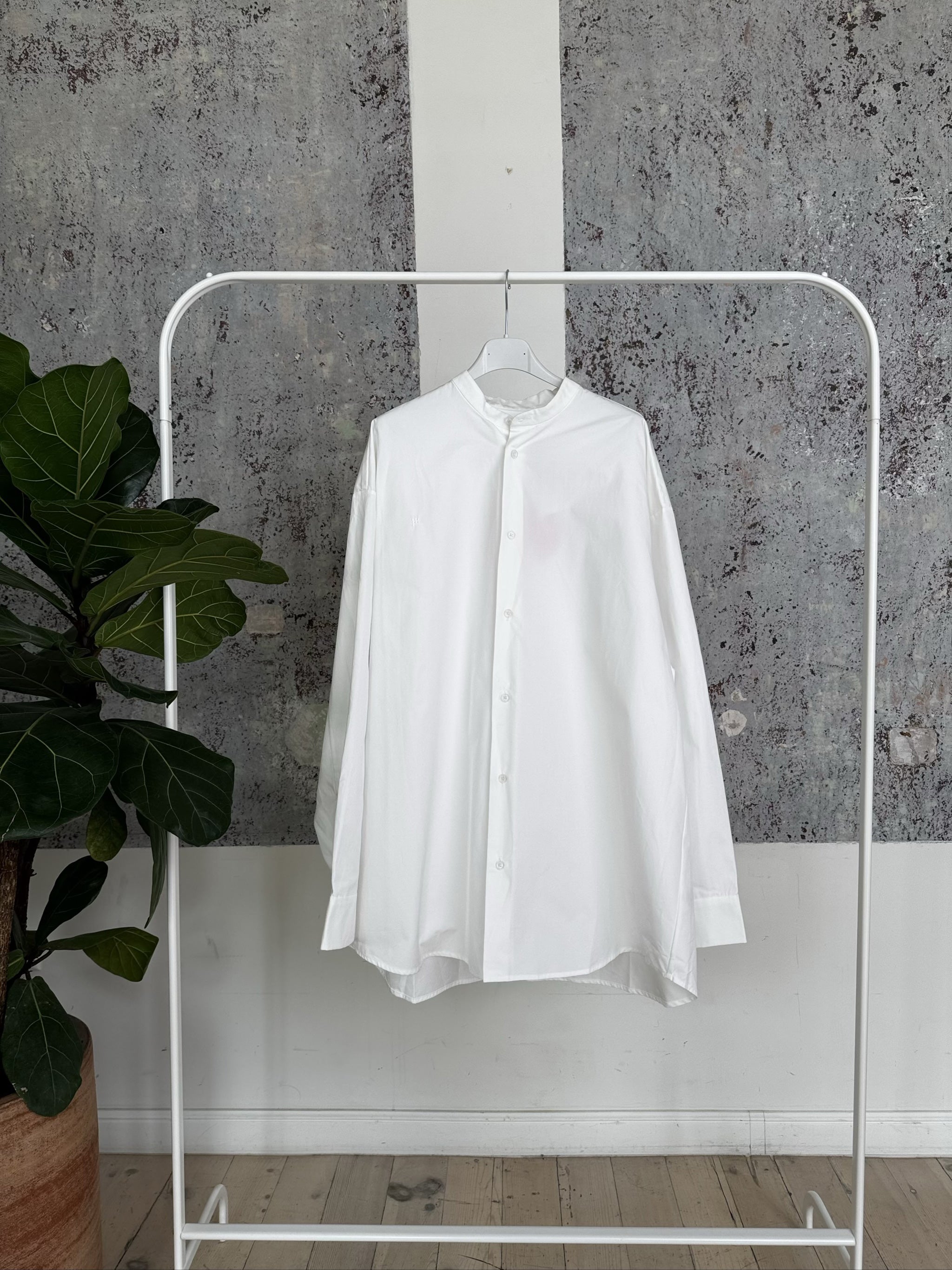Men's Mandarin Collar Shirt - Off White - M