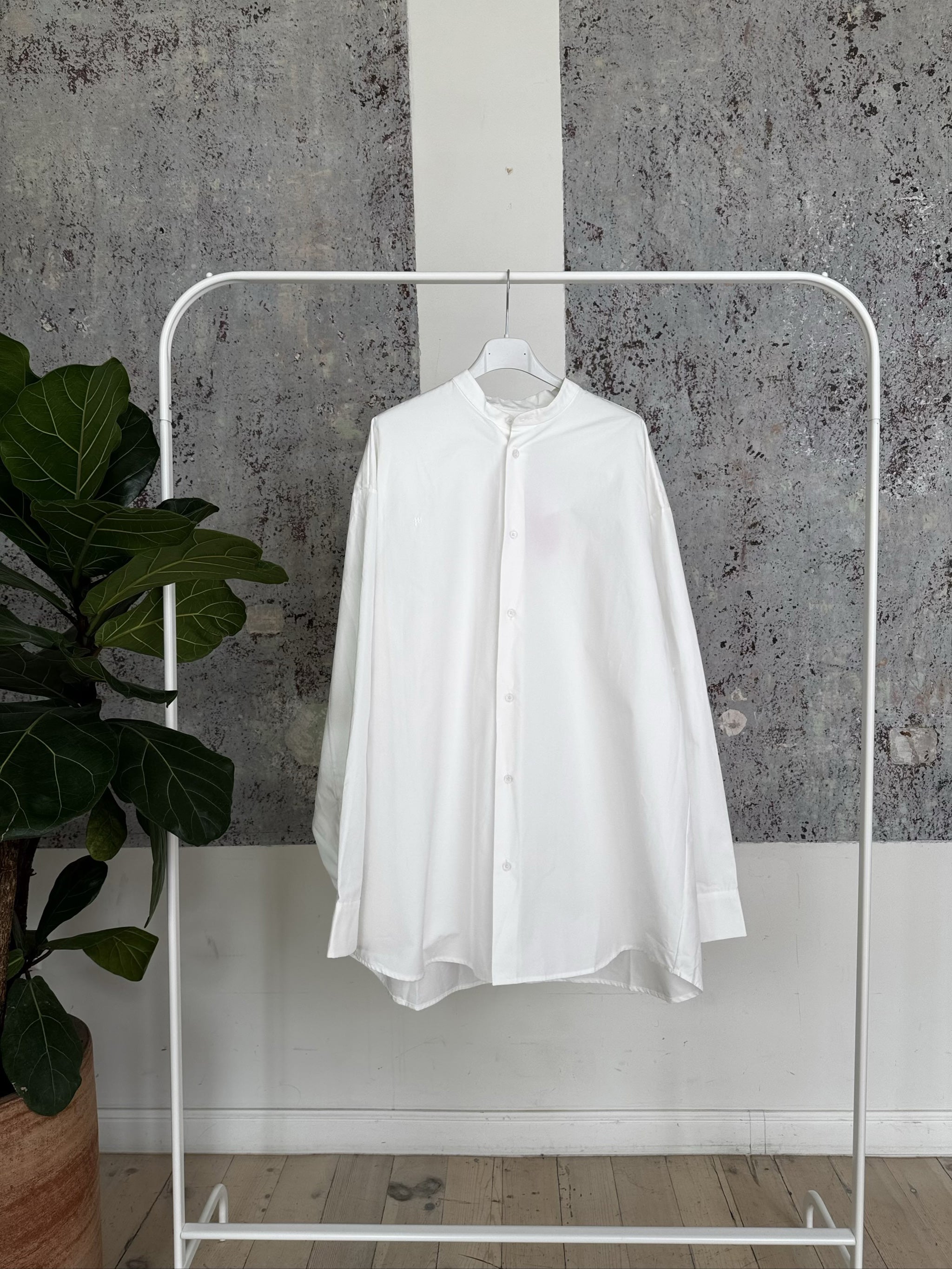 Men's Mandarin Collar Shirt - Off White - M