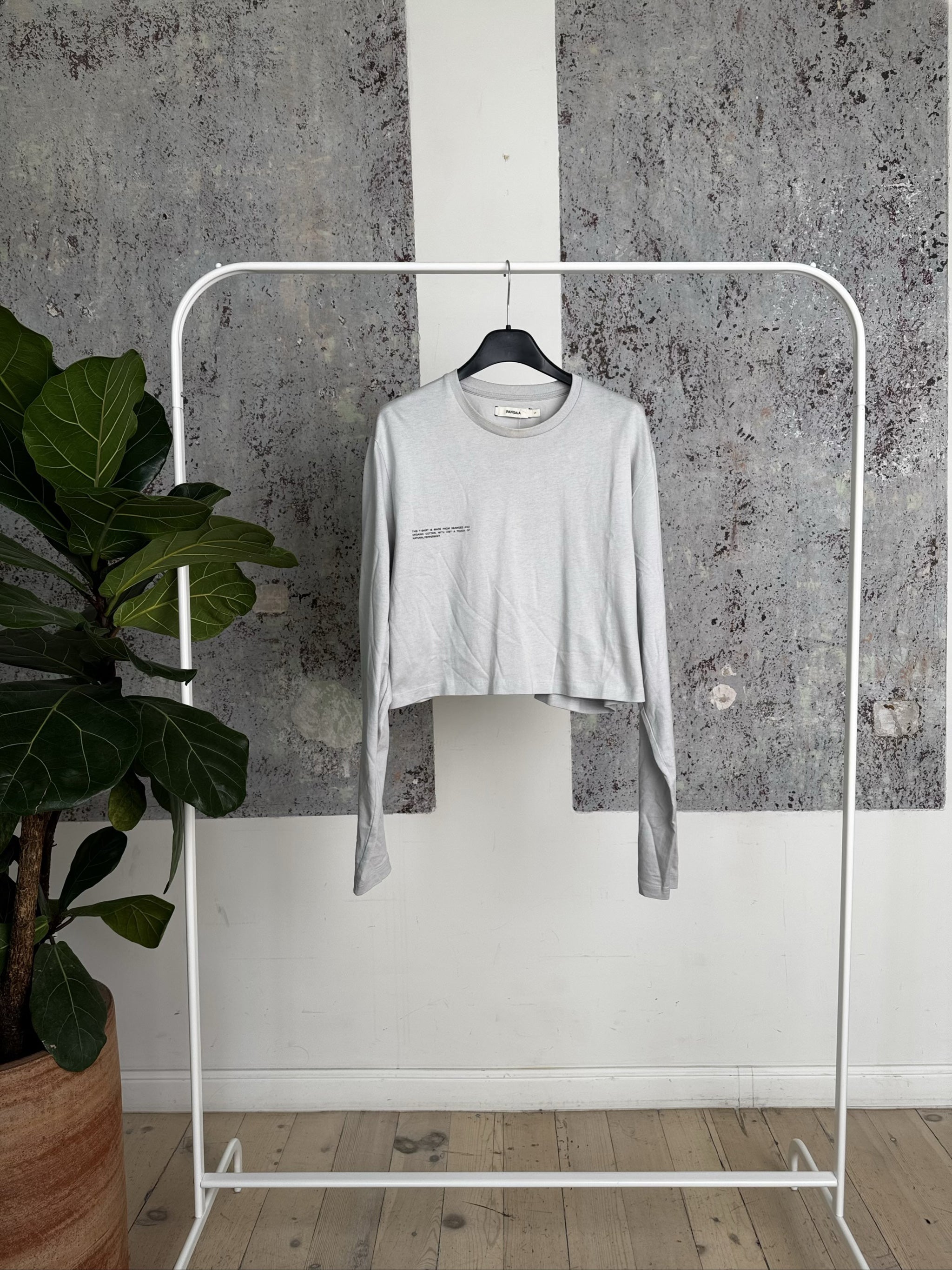 Seaweed Fiber Long Sleeve Crop T-Shirt 20TU06B-JMOS01 - Cloud - S