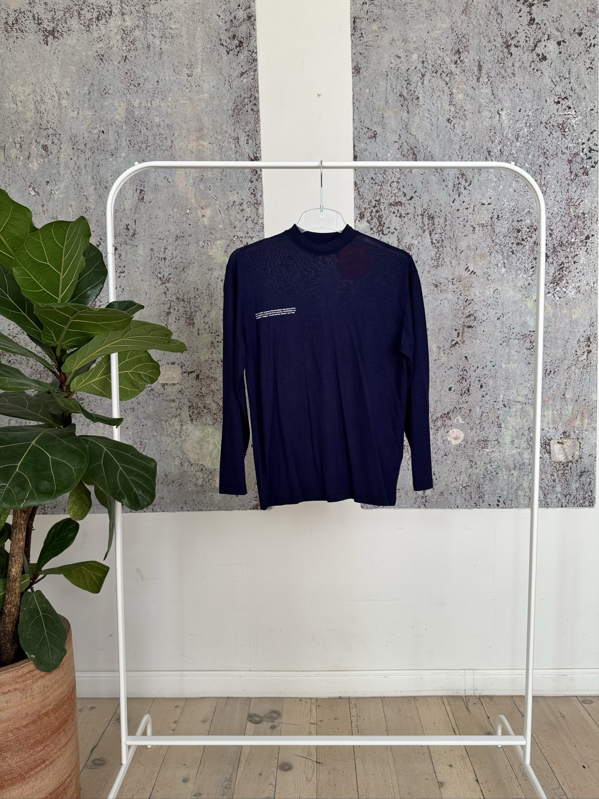 100% SEAWEED FIBER HIGH NECK T-SHIRT JTF0003 - NAVY - XXS