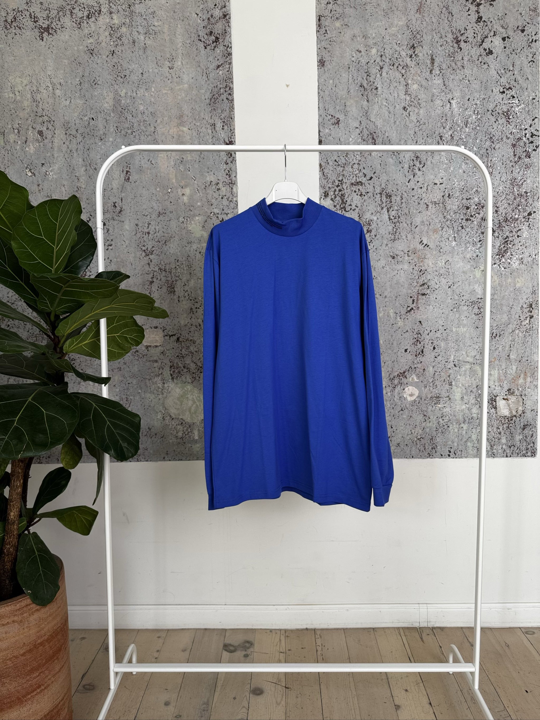Organic Cotton High Neck Long Sleeve T-Shirt 20JTF13-JMO01 - Cobalt Blue - L