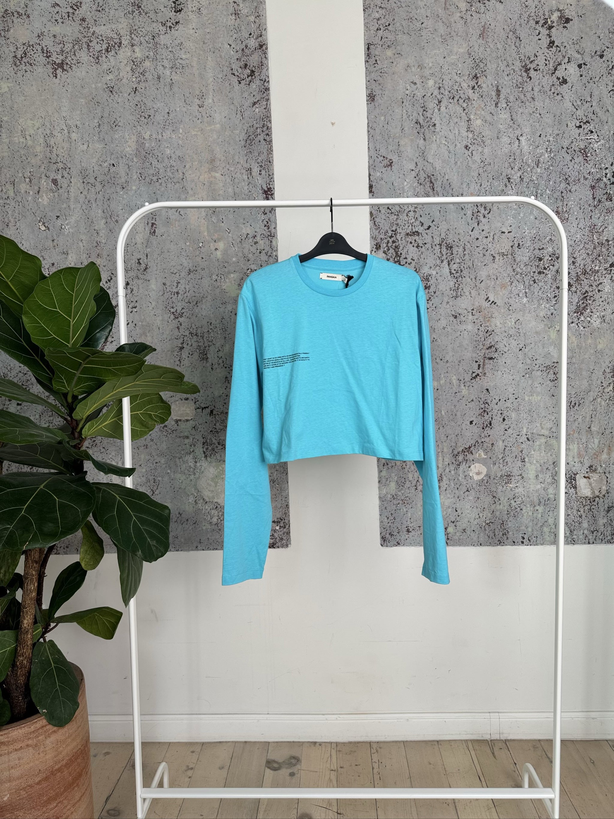 Organic Cotton Long Sleeve Crop T-Shirt 20JTU06B - indian ocean XS