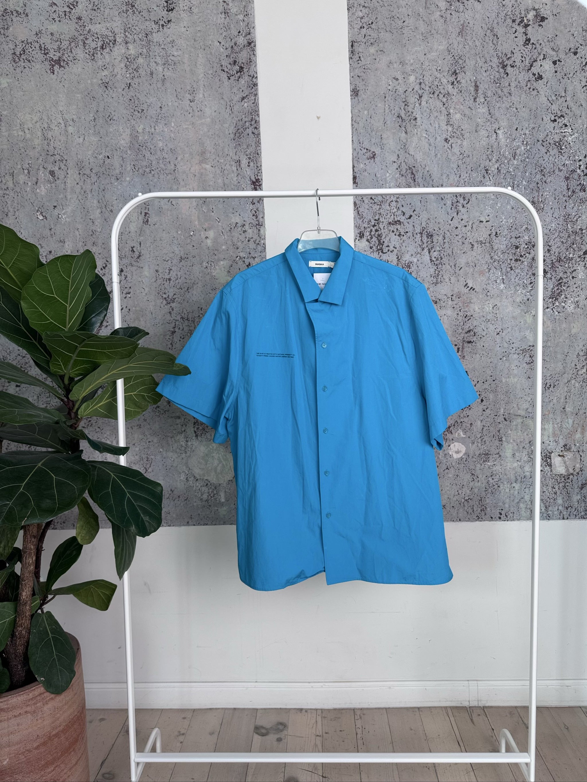 Organic Cotton Poplin Short Sleeve Shirt - 10000512 - Peacock Blue - L
