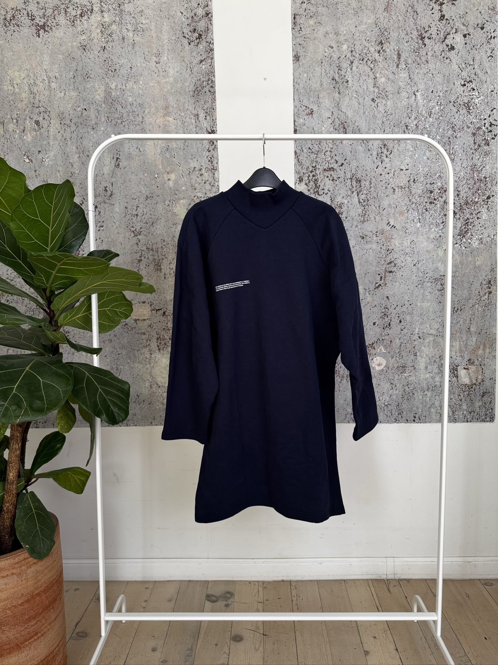 RECYCLED COTTON HIGH NECK DRESS DRF0002 - Navy - M