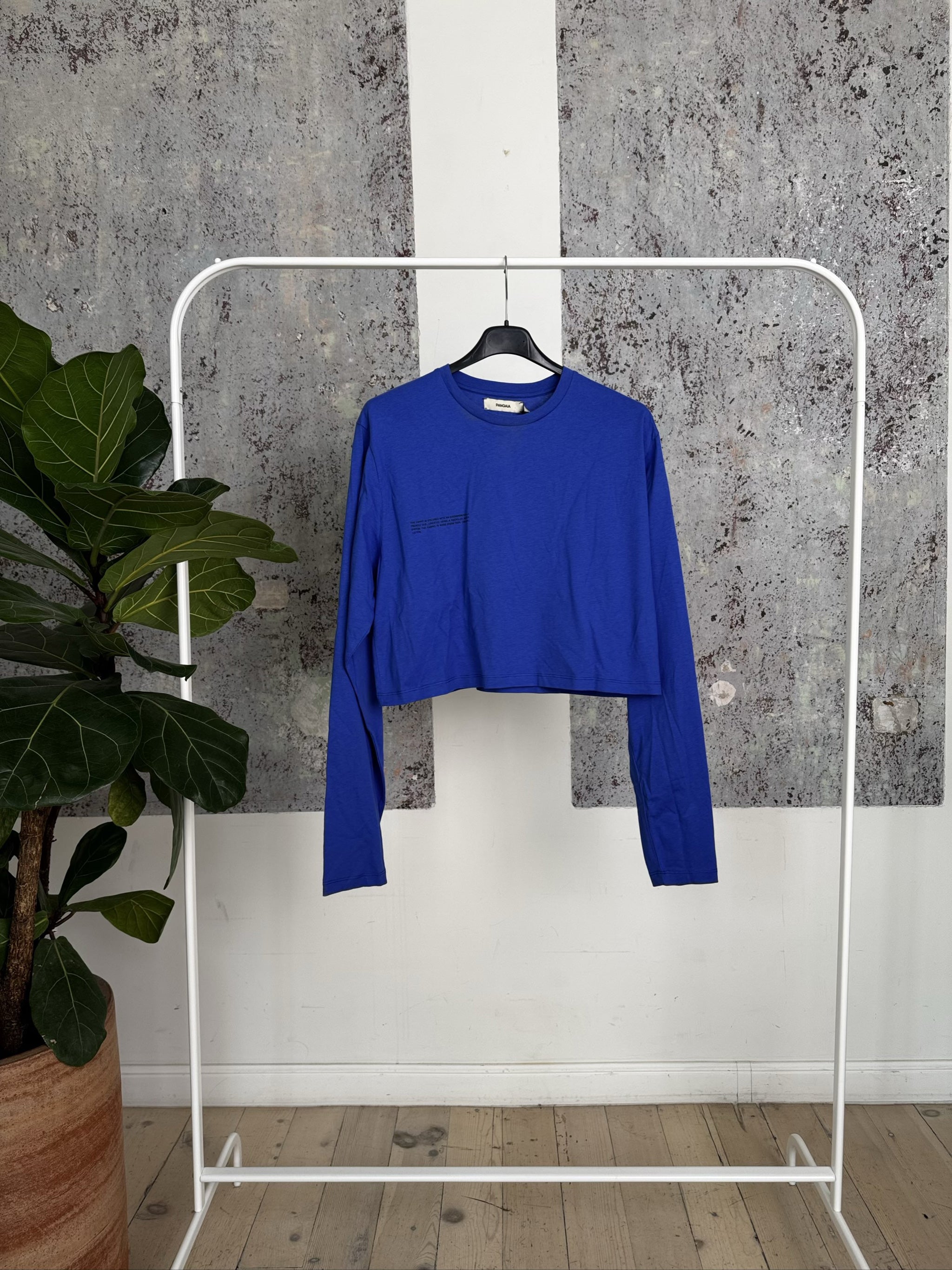 Organic Cotton Long Sleeve Crop T-Shirt 20JTU06B-JMO01 - Cobalt Blue - S