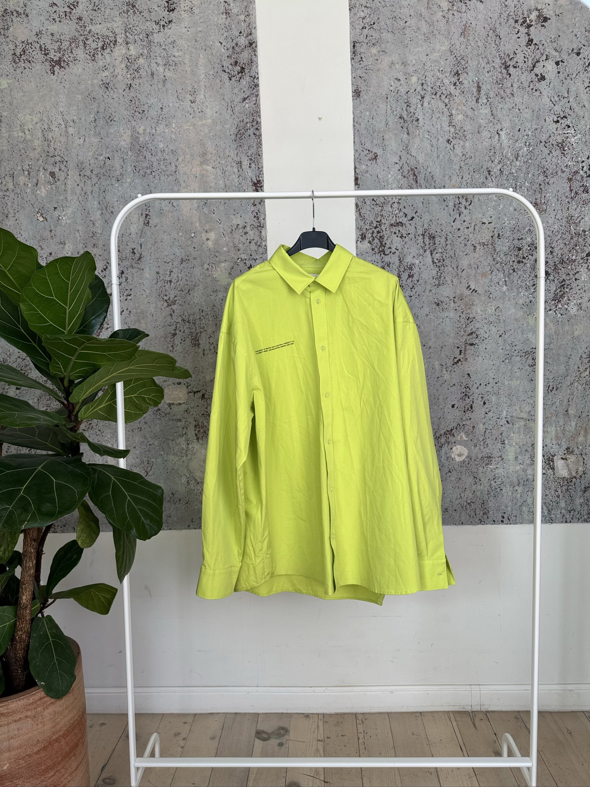 Organic Cotton Poplin Long Sleeve Shirt - 10000511 - Lime Green - M
