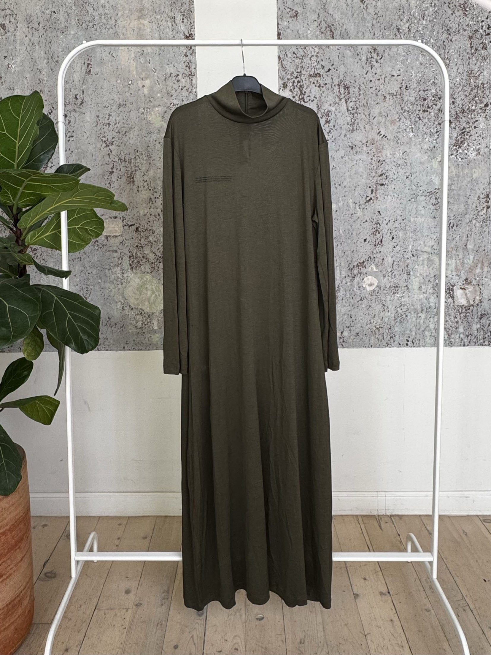 100% SEAWEED FIBER HIGH NECK DRESS DRF0008 - ROSEMARY GREEN - XL
