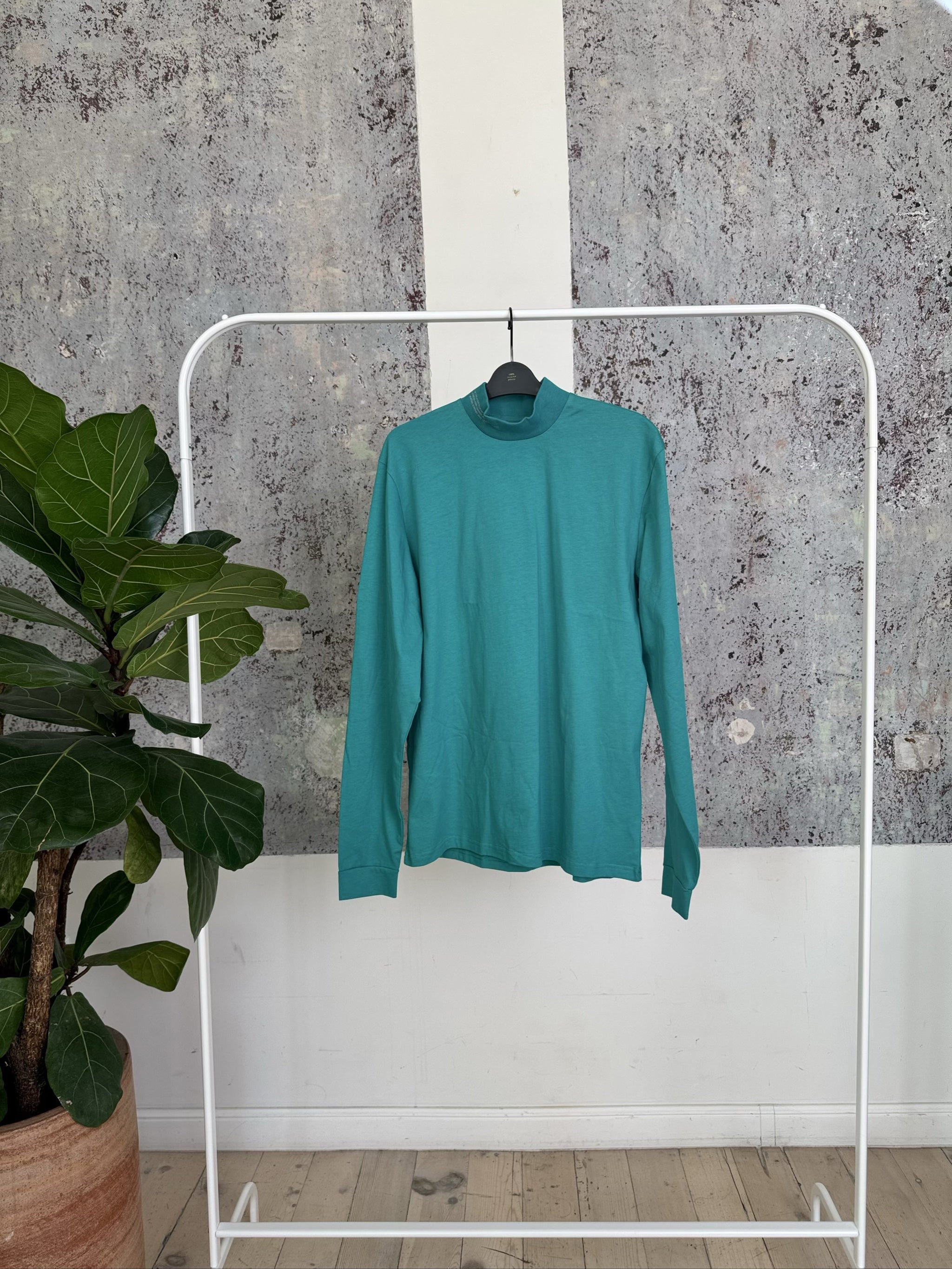 ORGANIC COTTON HIGH NECK LONG SLEEVE T-SHIRT 20JTF13 - GRAND CENTRAL TERMINAL - tile green XS