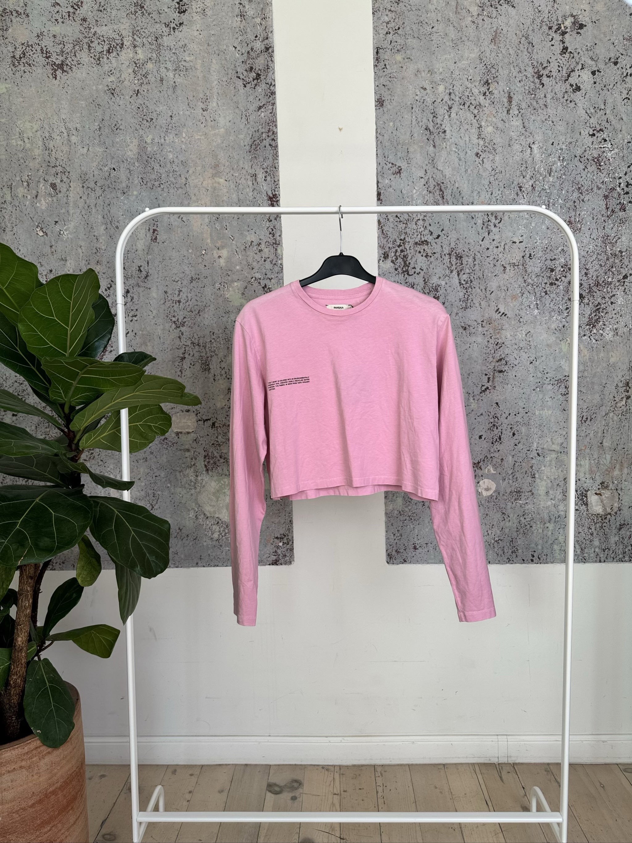 Organic cotton pink cropped long sleeve t-shirt - S