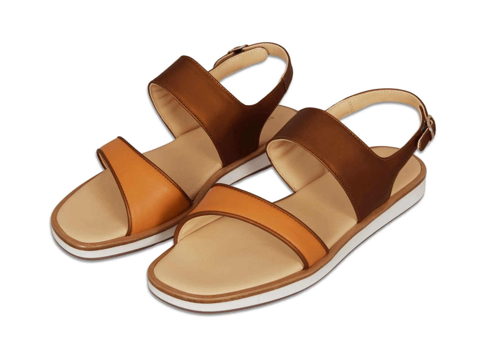 Nuage Sandal in Orange Matt Calf and Copper Translucent Kidskin