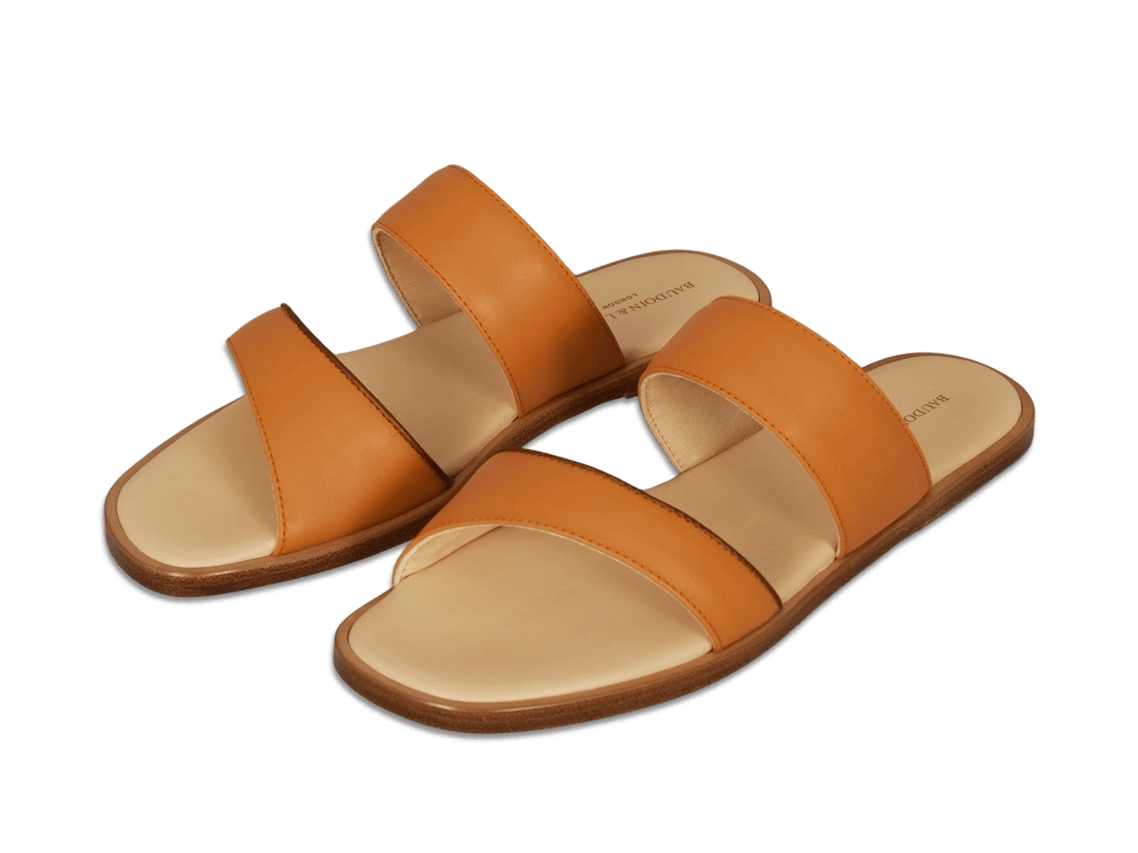 Plume Sandal in Orange Matt Calf and Copper Translucent Kidskin