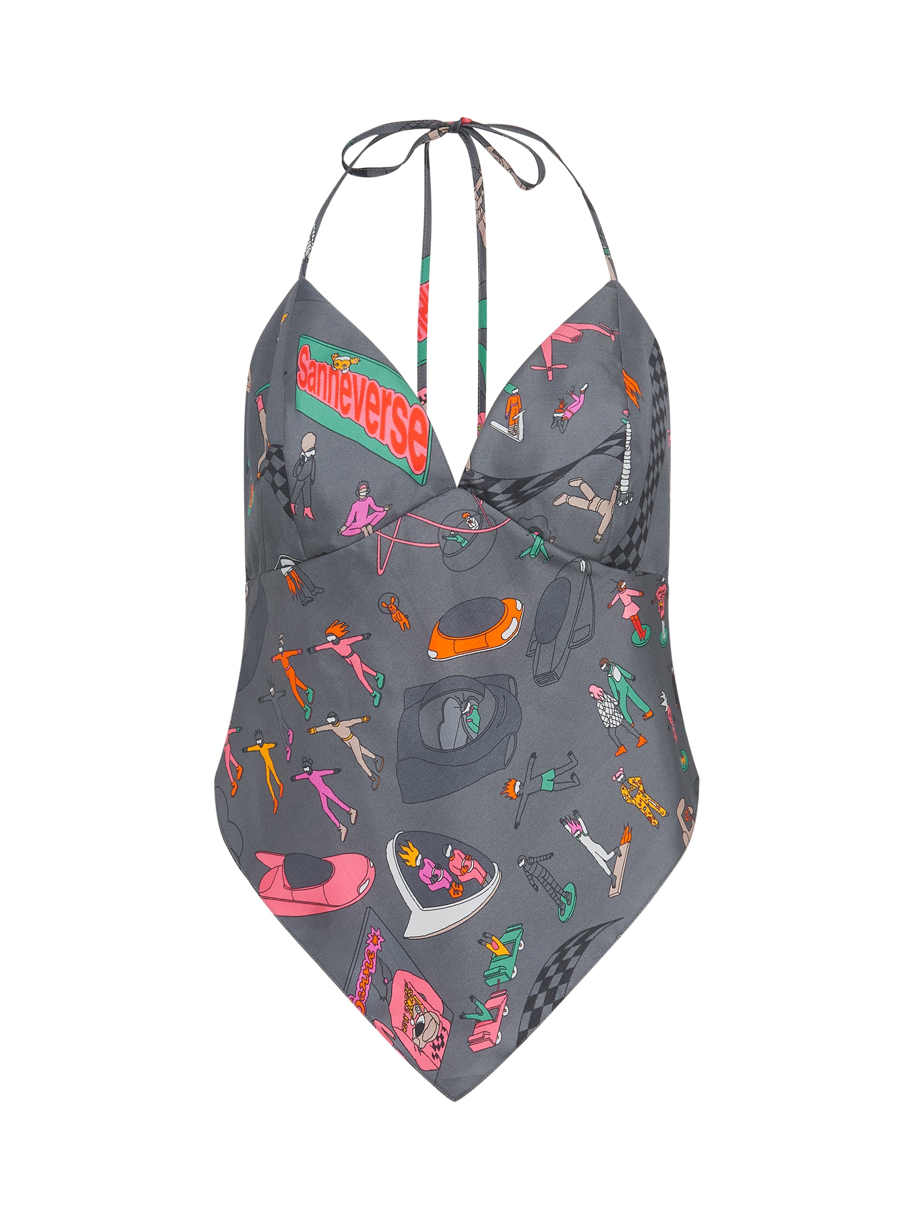 Grey Tie Top - Grey