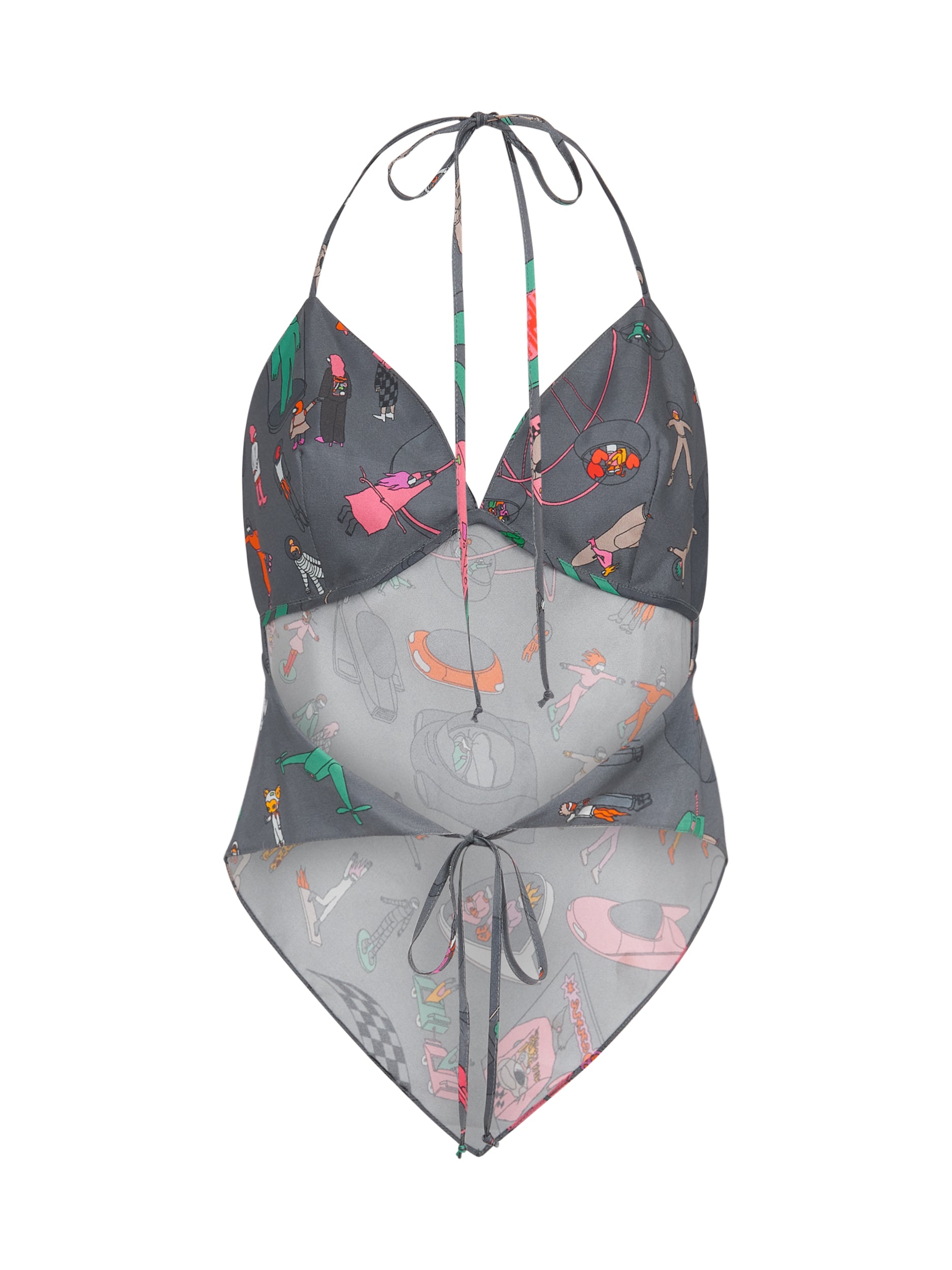 Grey Tie Top - Grey