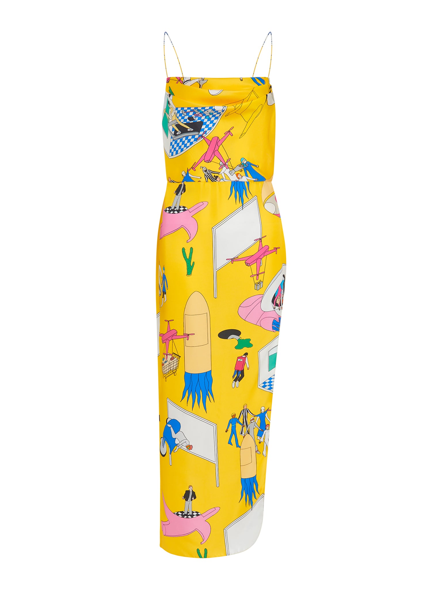 Solar Flare Yellow Silk Dress