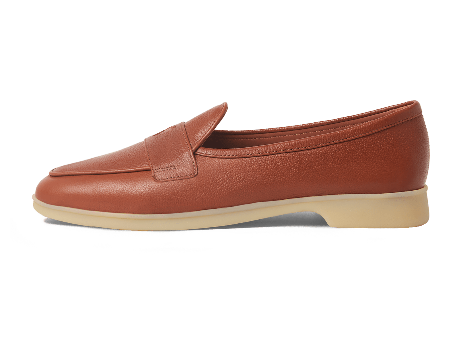 Stride Penny Loafers in Tan Moorland Calf with Natural Sole