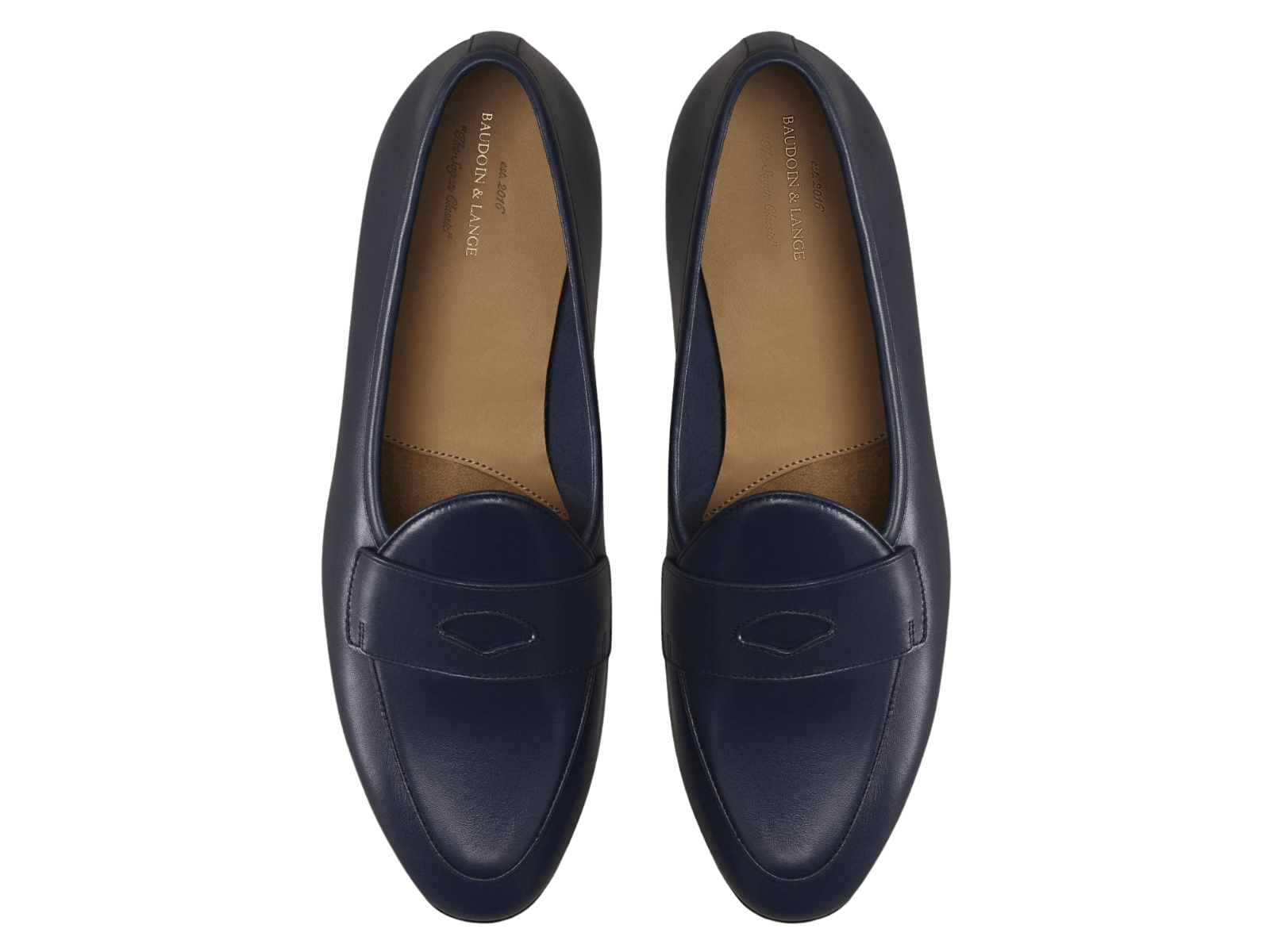 Sagan Classic Ginkgo Loafers in French Navy Drape Calf