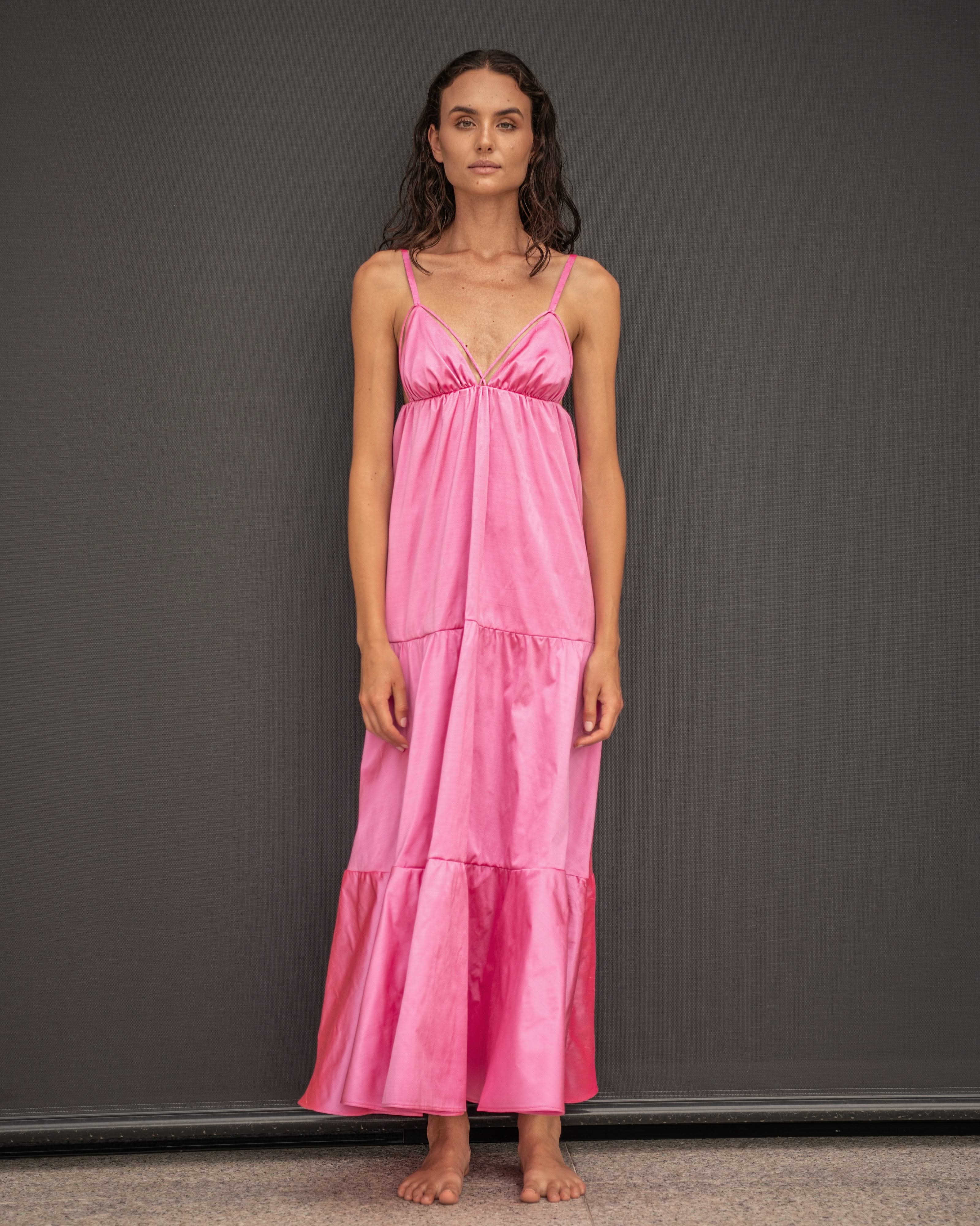 Elizabeth Tiered Maxi Dress in Pink