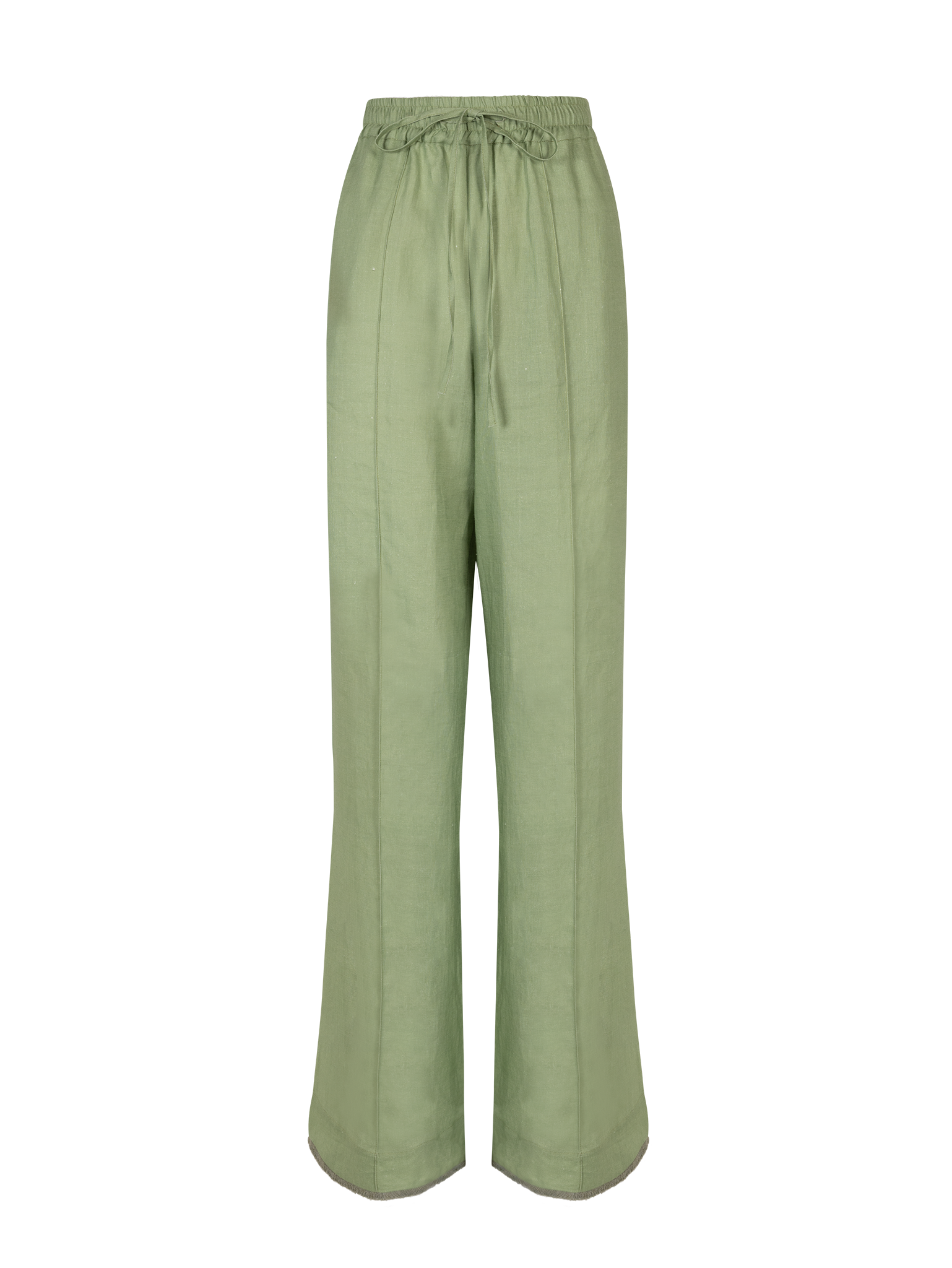 Trousers With Fringe in Green