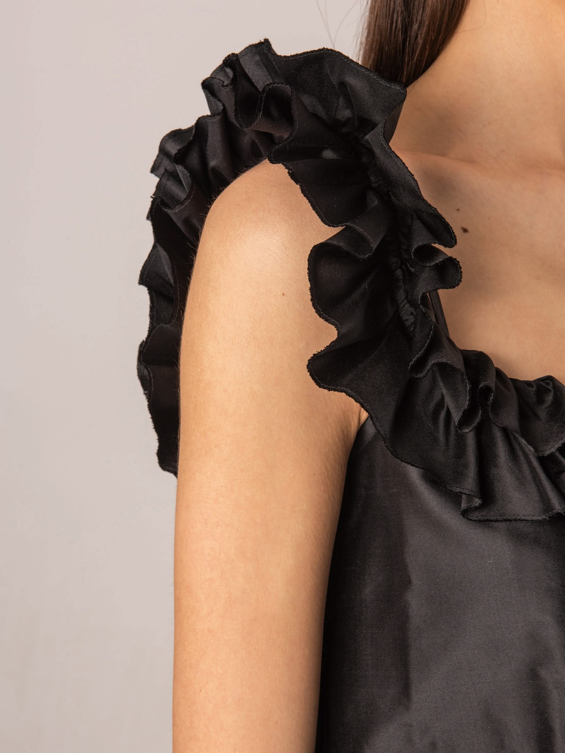 Charlotte Tiered Mini Dress in Black