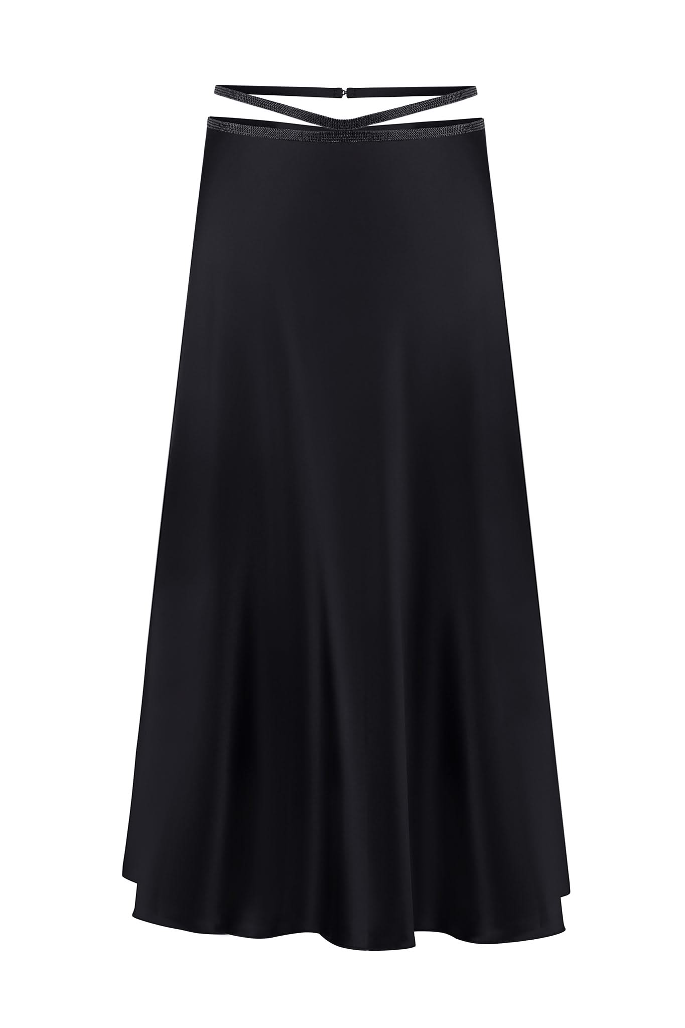 SILK SKIRT MIDI - Black