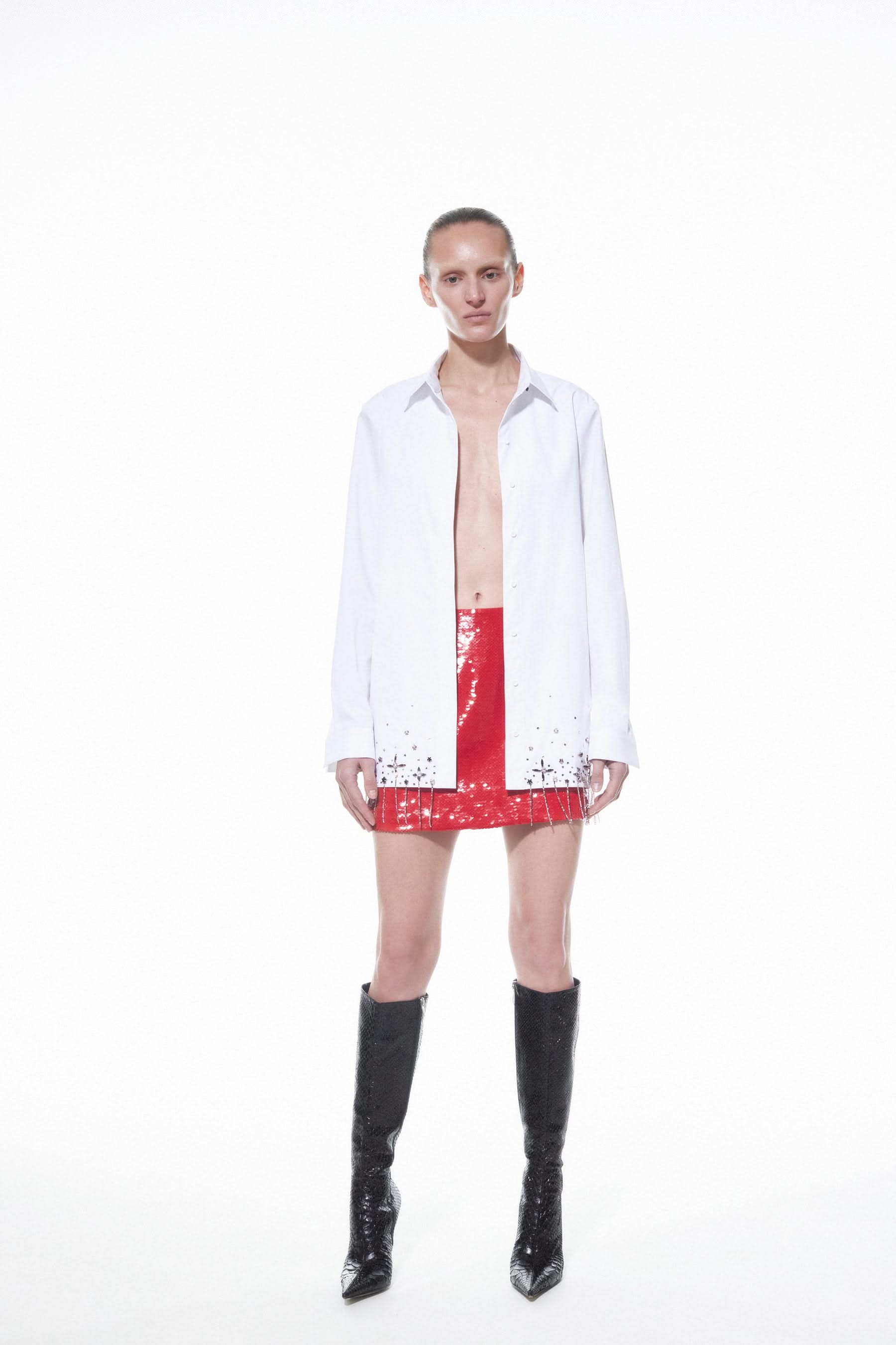 JEMMA SEQUIN SKIRT - Red