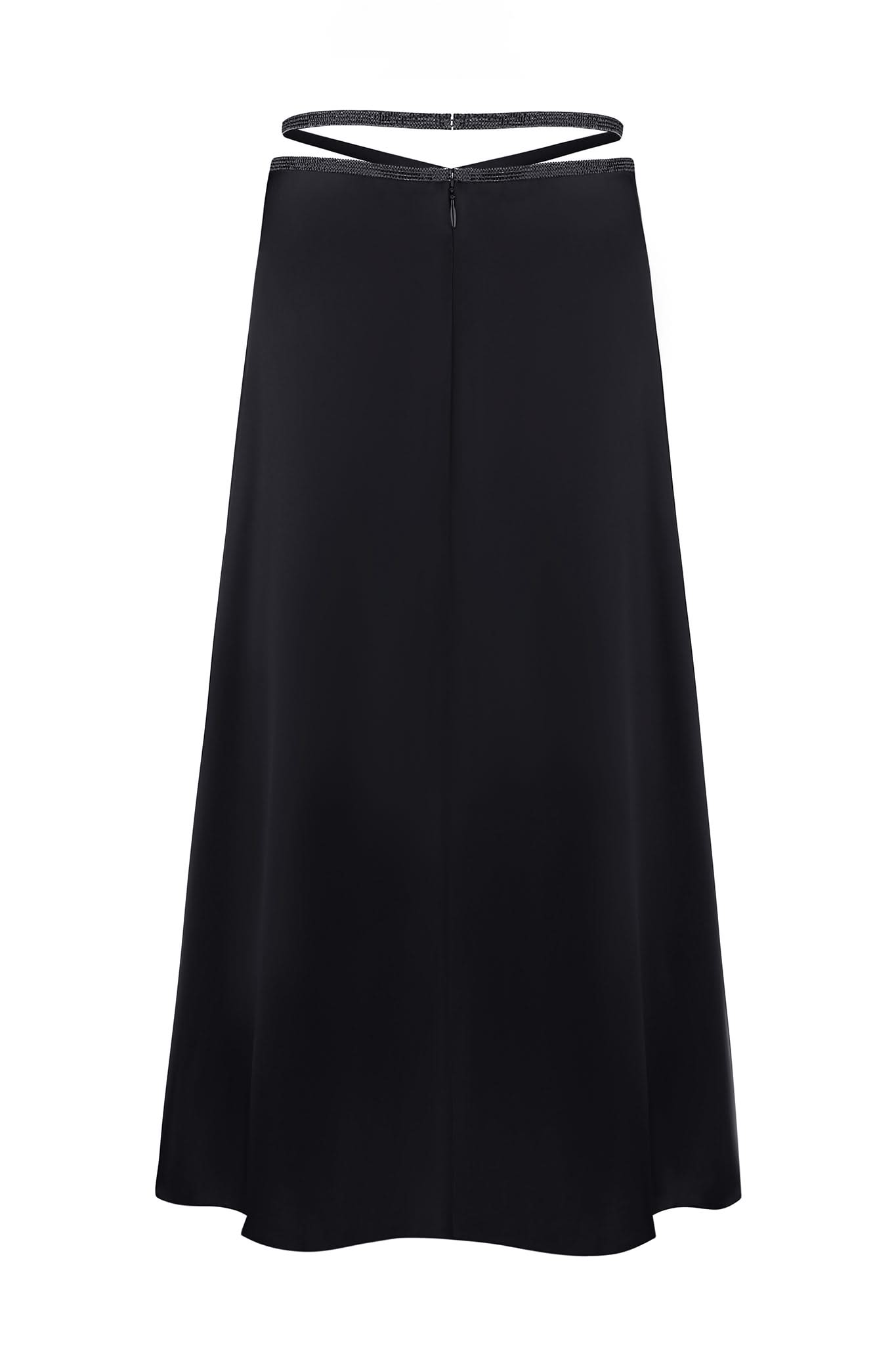SILK SKIRT MIDI - Black