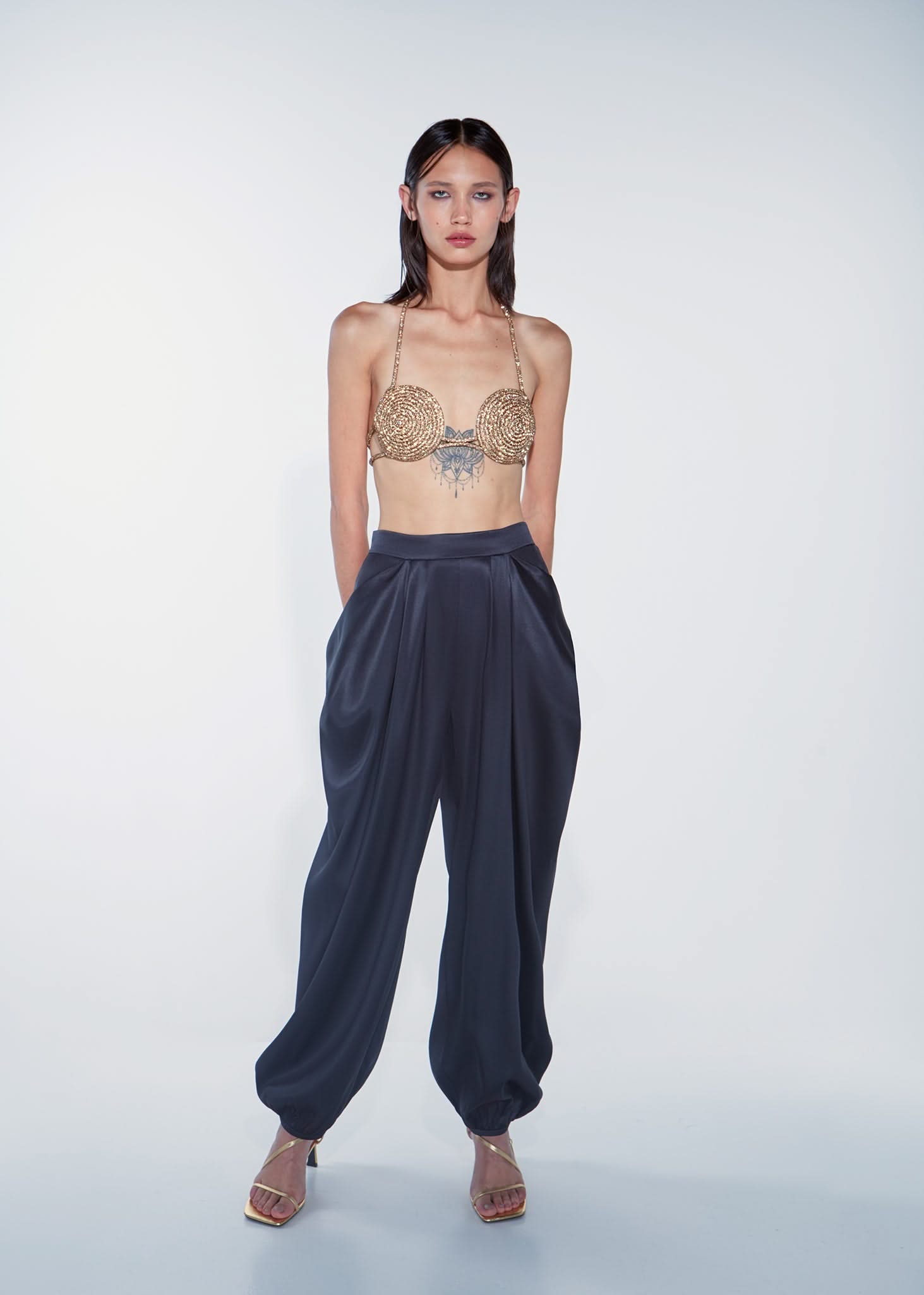 NIMA SILK TROUSERS - Black