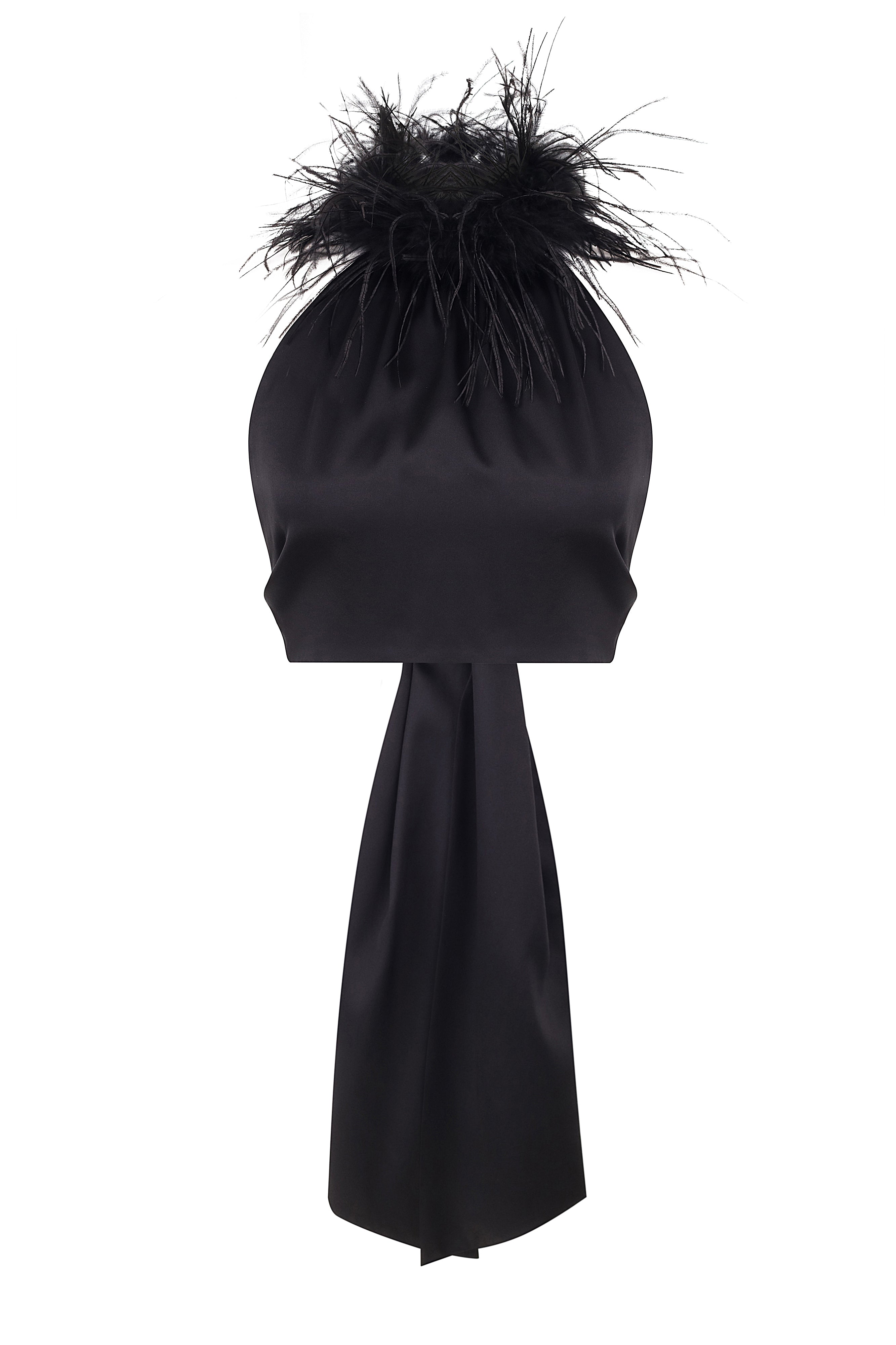 KAIA TOP FEATHERS - Black