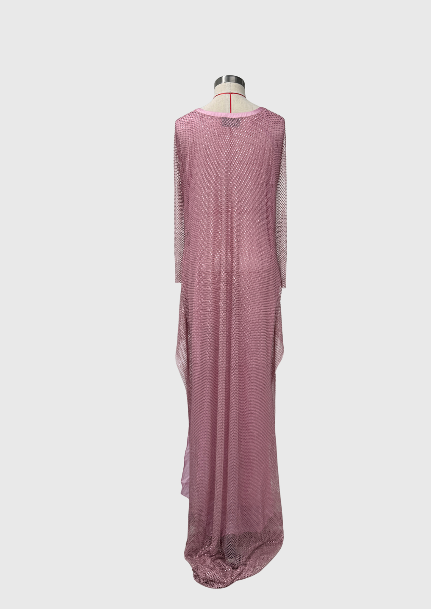 Pink crystal net kaftan with silk lining
