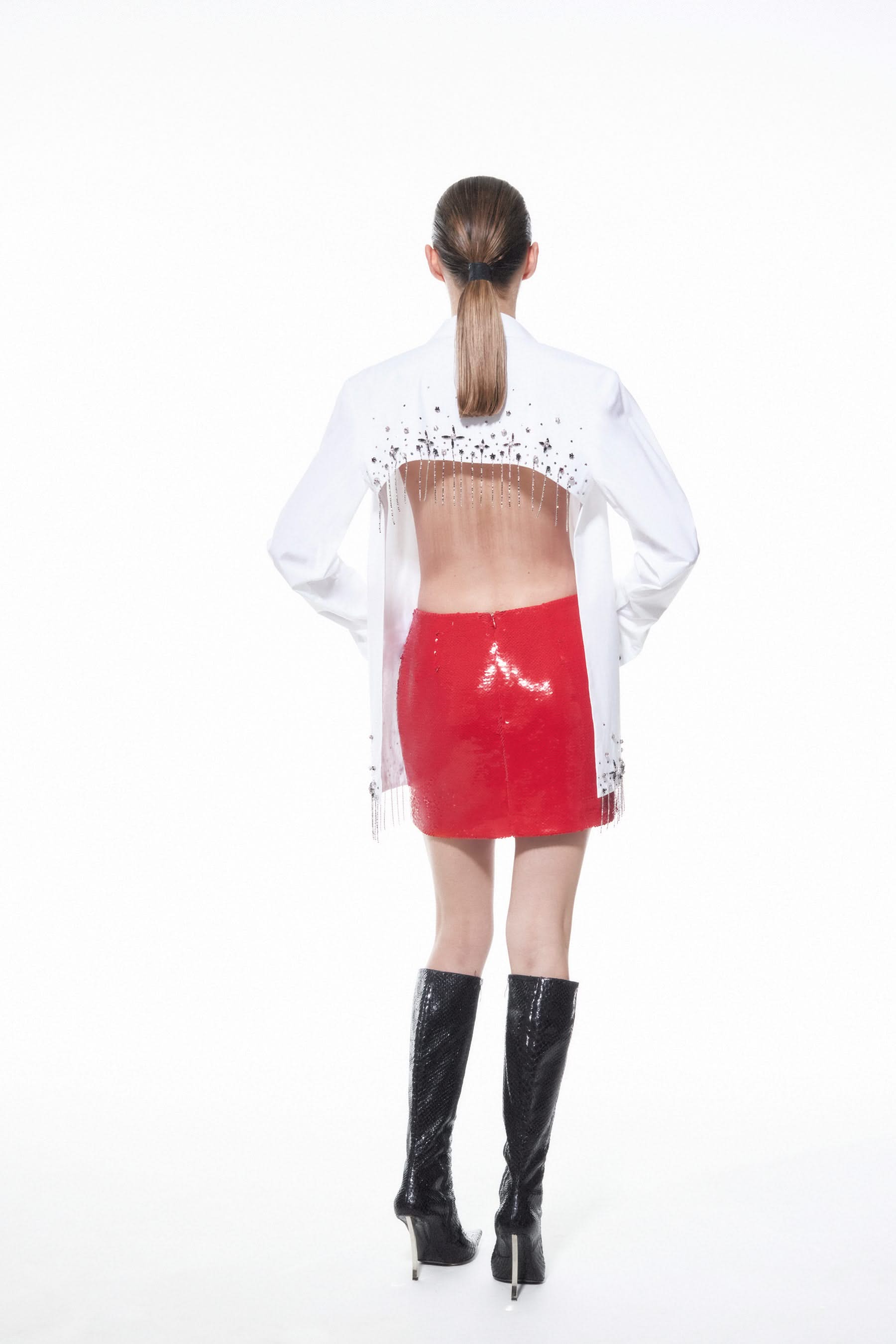 JEMMA SEQUIN SKIRT - Red