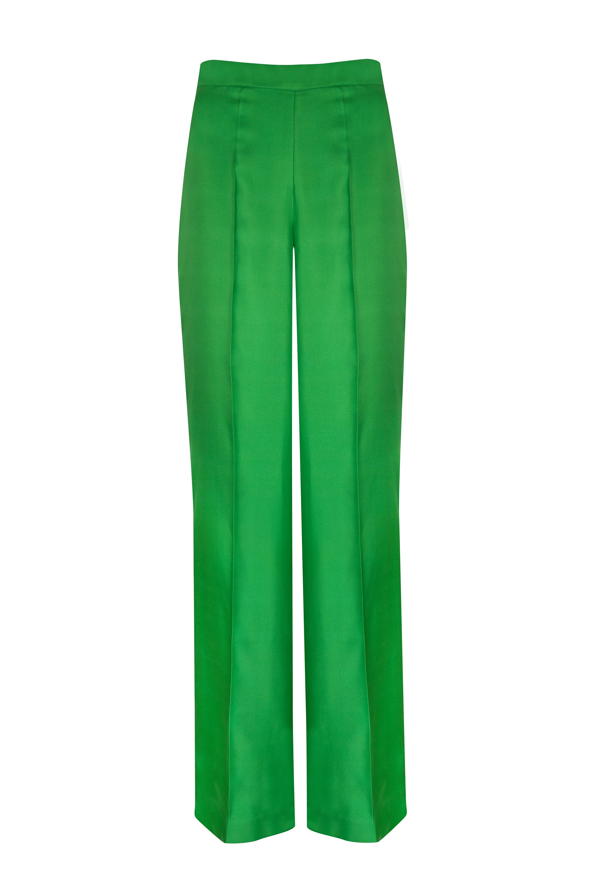 Galastic Green Silk Twill Women's Trousers - Green