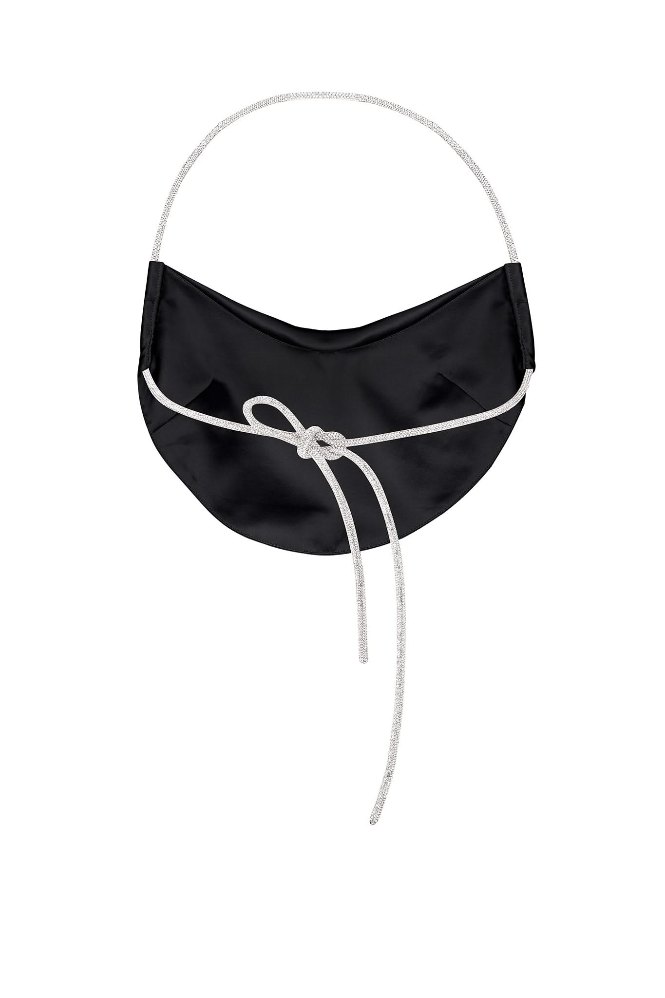 SILK TOP WITH CRYSTAL CORD - Black