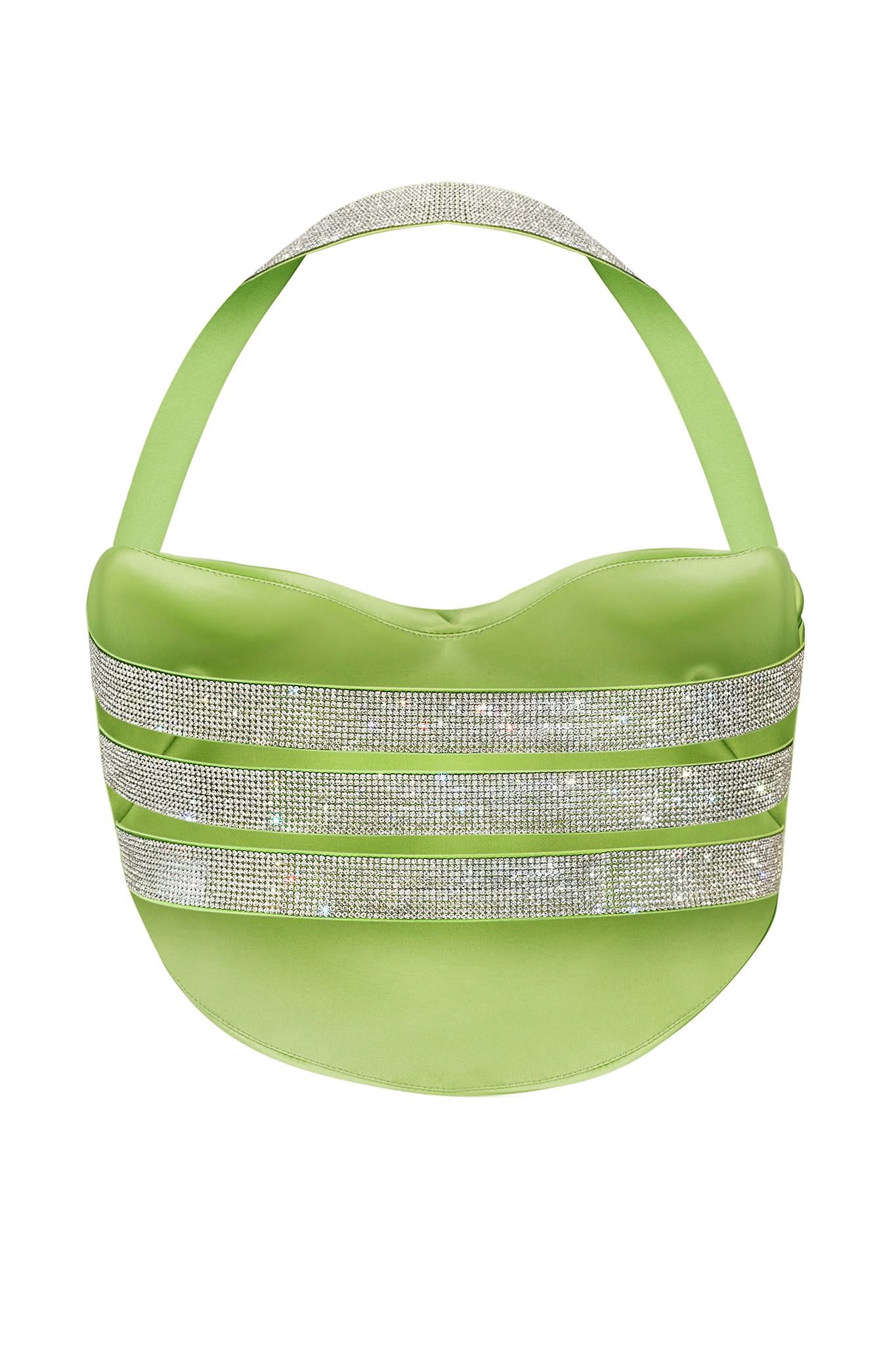 SILK TOP WITH CRYSTAL RIBBONS - Lime Green