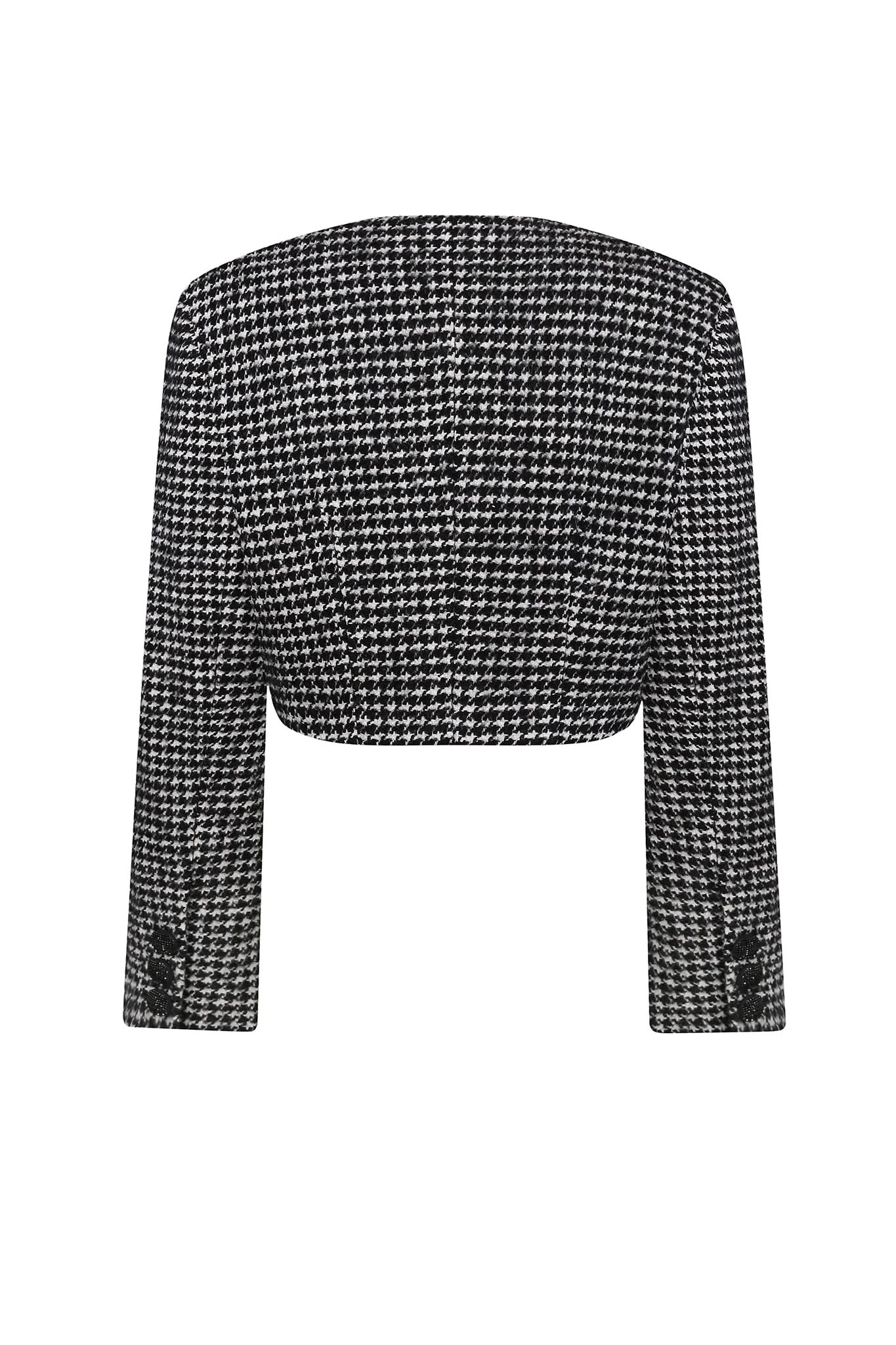 HOUNDSTOOTH CROPPED JACKET - Black/White
