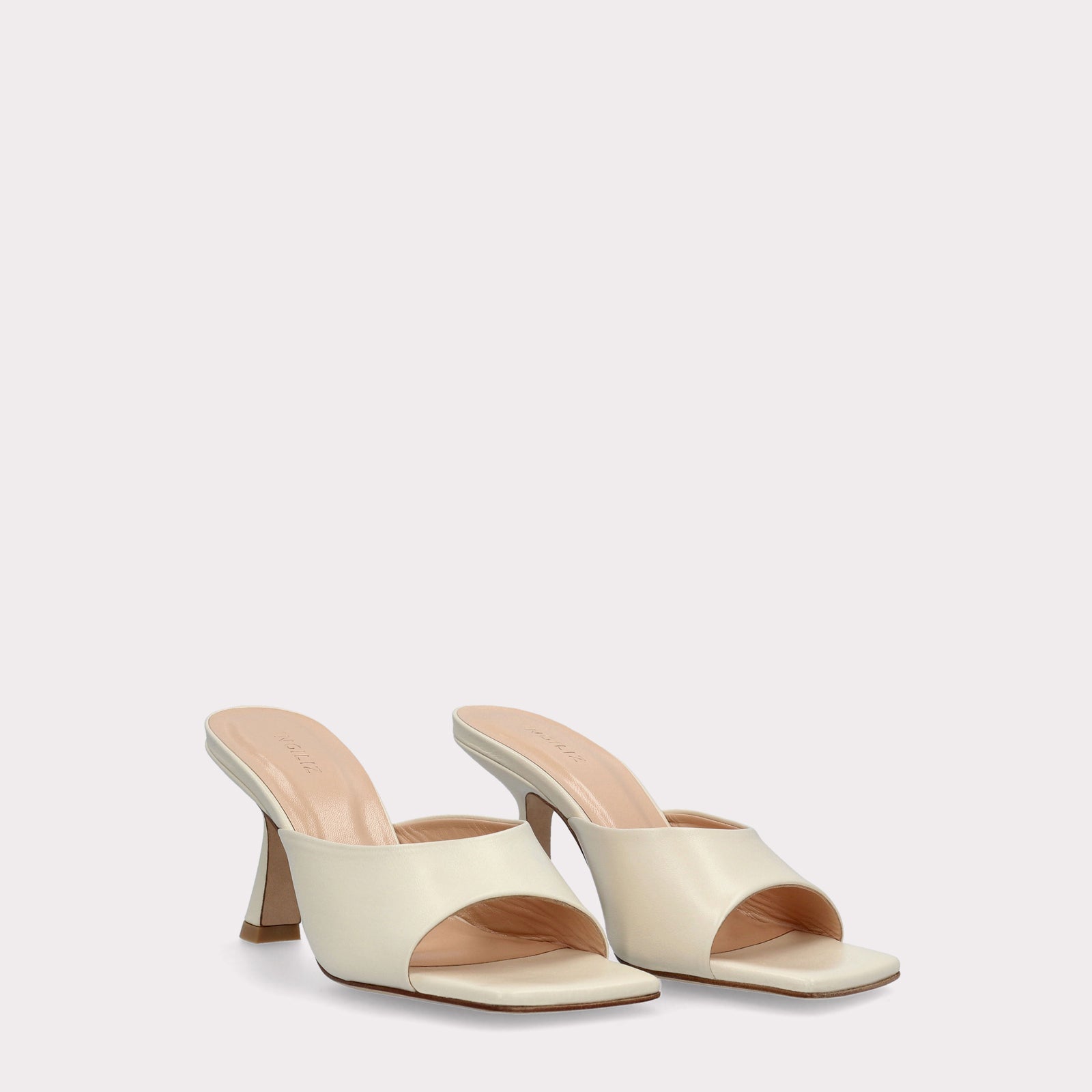 RENY WHITE SMOOTH LEATHER MULES