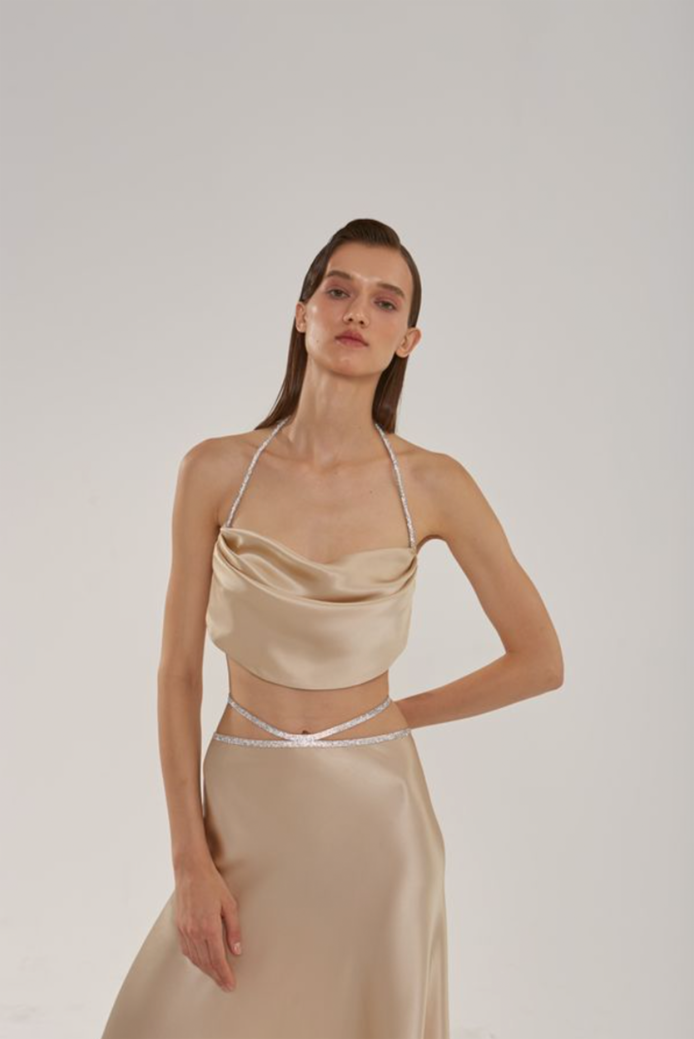 SILK SKIRT MIDI - Champagne Gold
