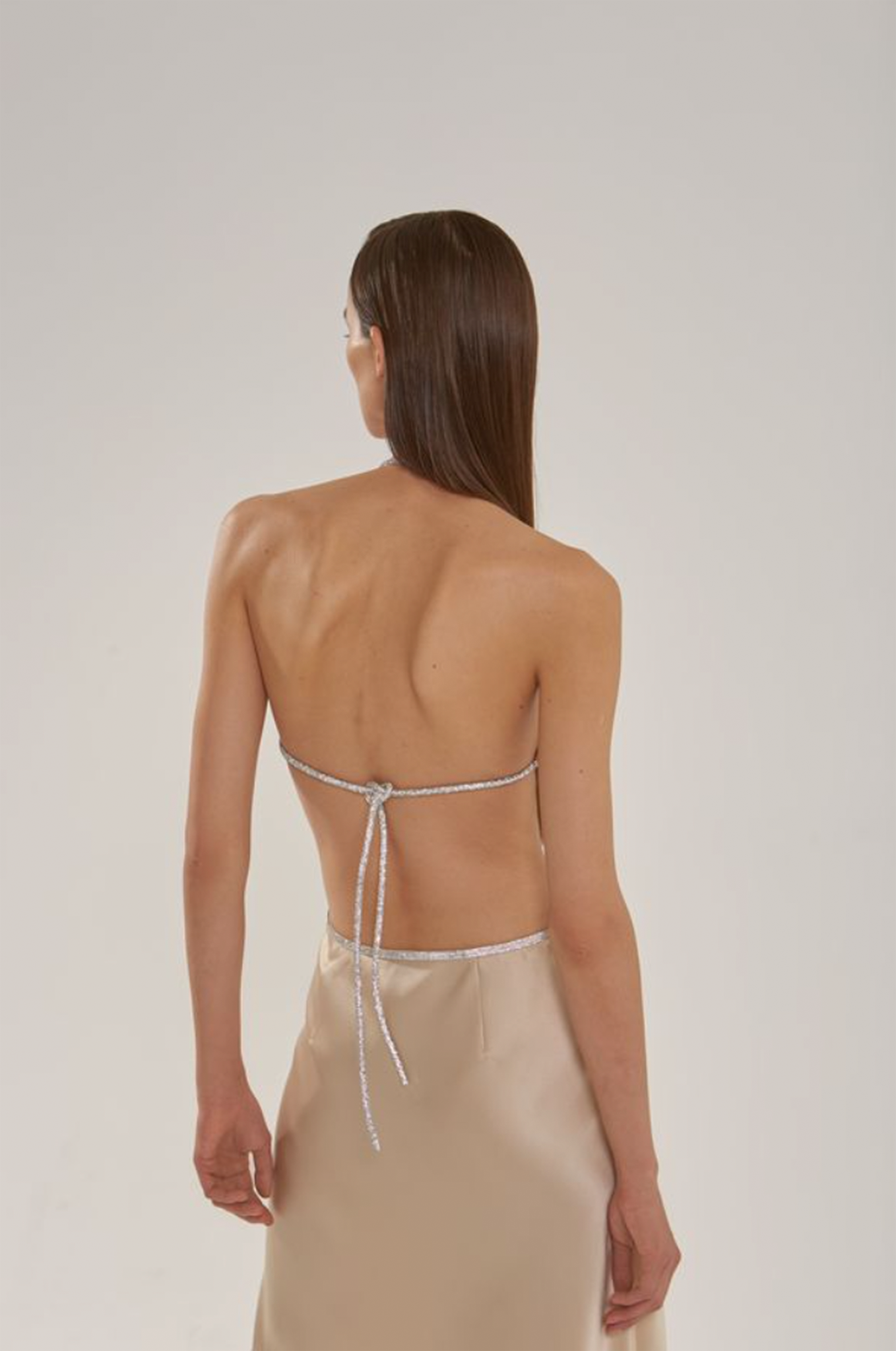 SILK TOP WITH CRYSTAL CORD - Champagne Gold